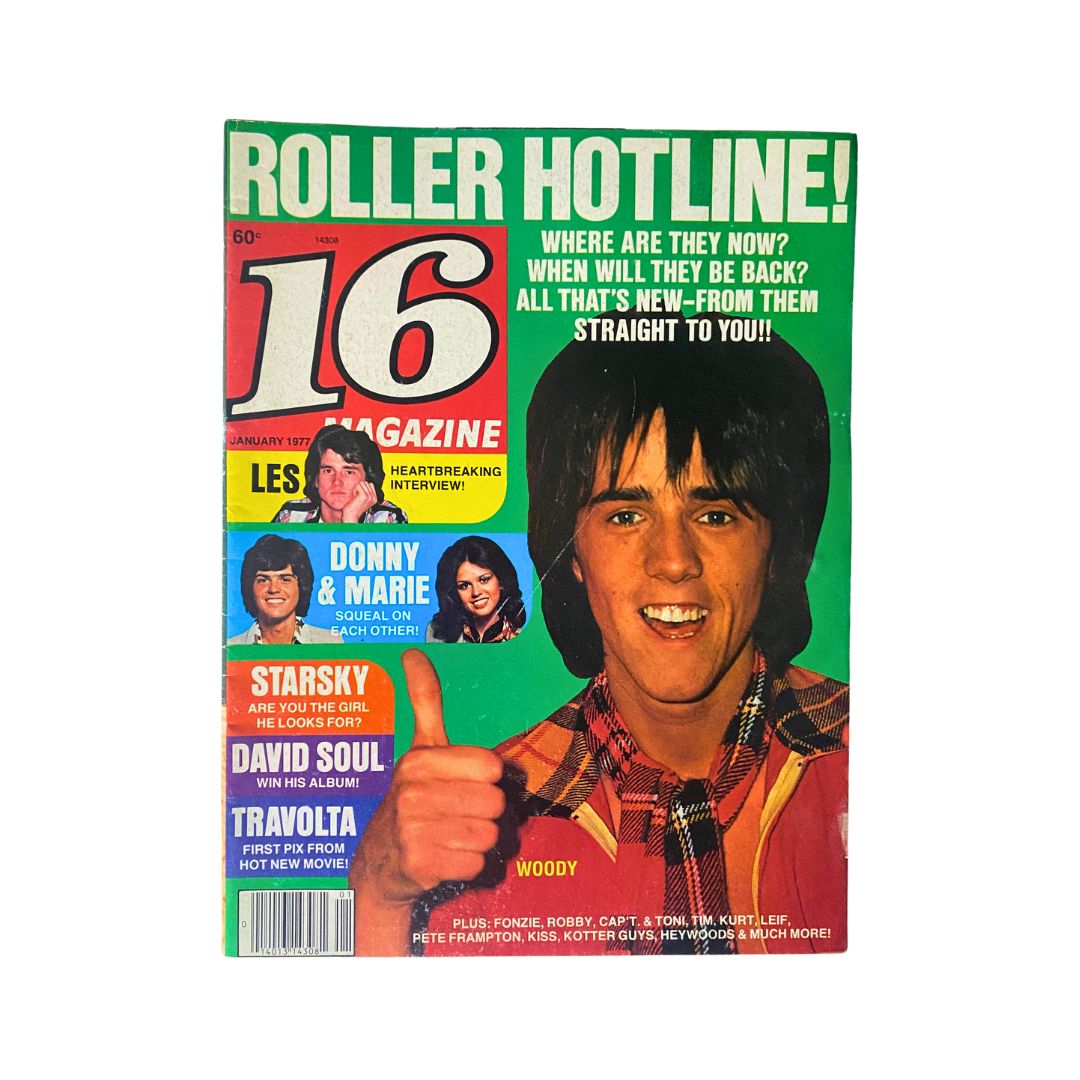 Vintage 16 Magazine January 1977 Donny & Marie, Peter Frampton VG w Poster No Label