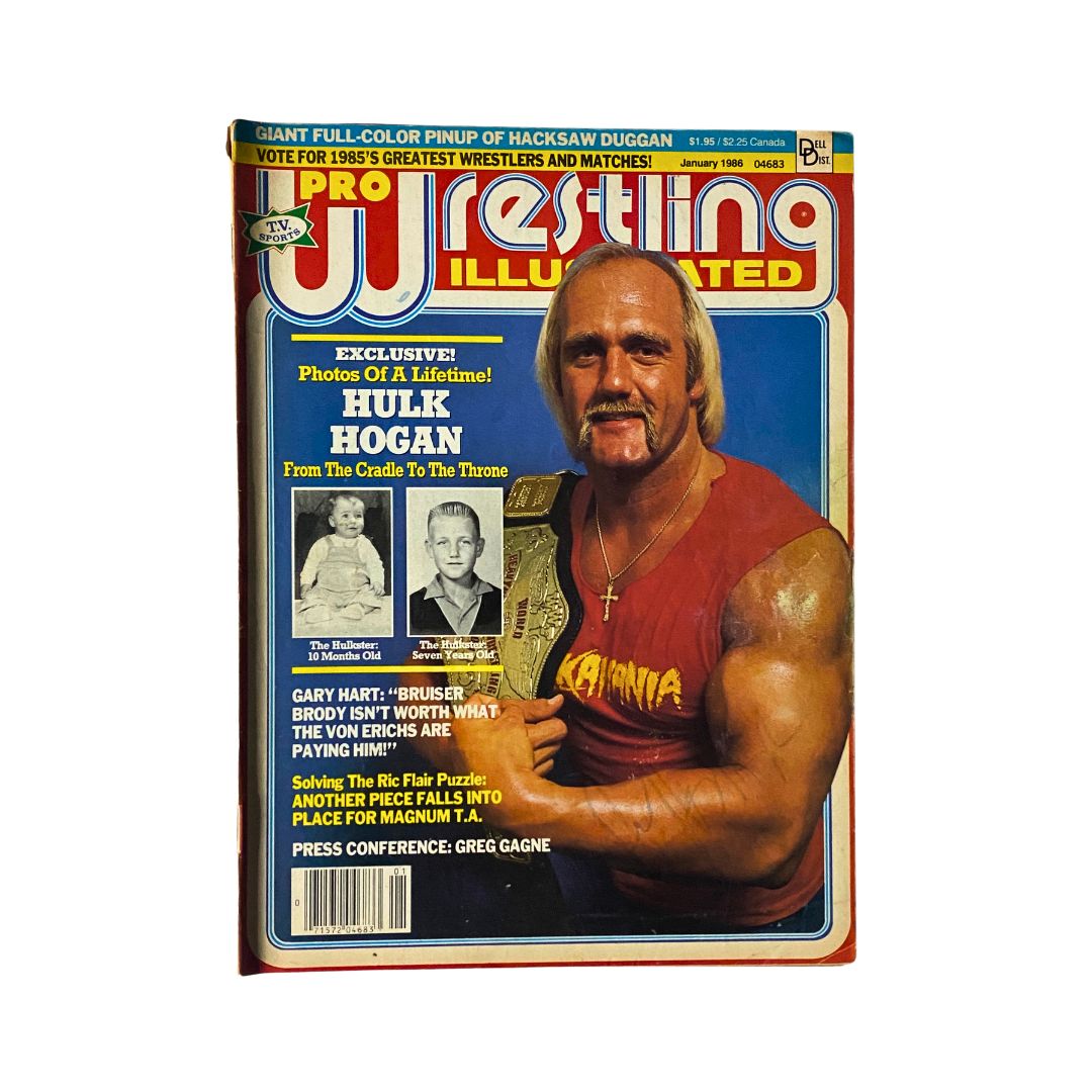 Pro Wrestling Illustrated Magazine January 1986 cover featuring Hulk Hogan, showcasing the legendary wrestler and exclusive features inside.