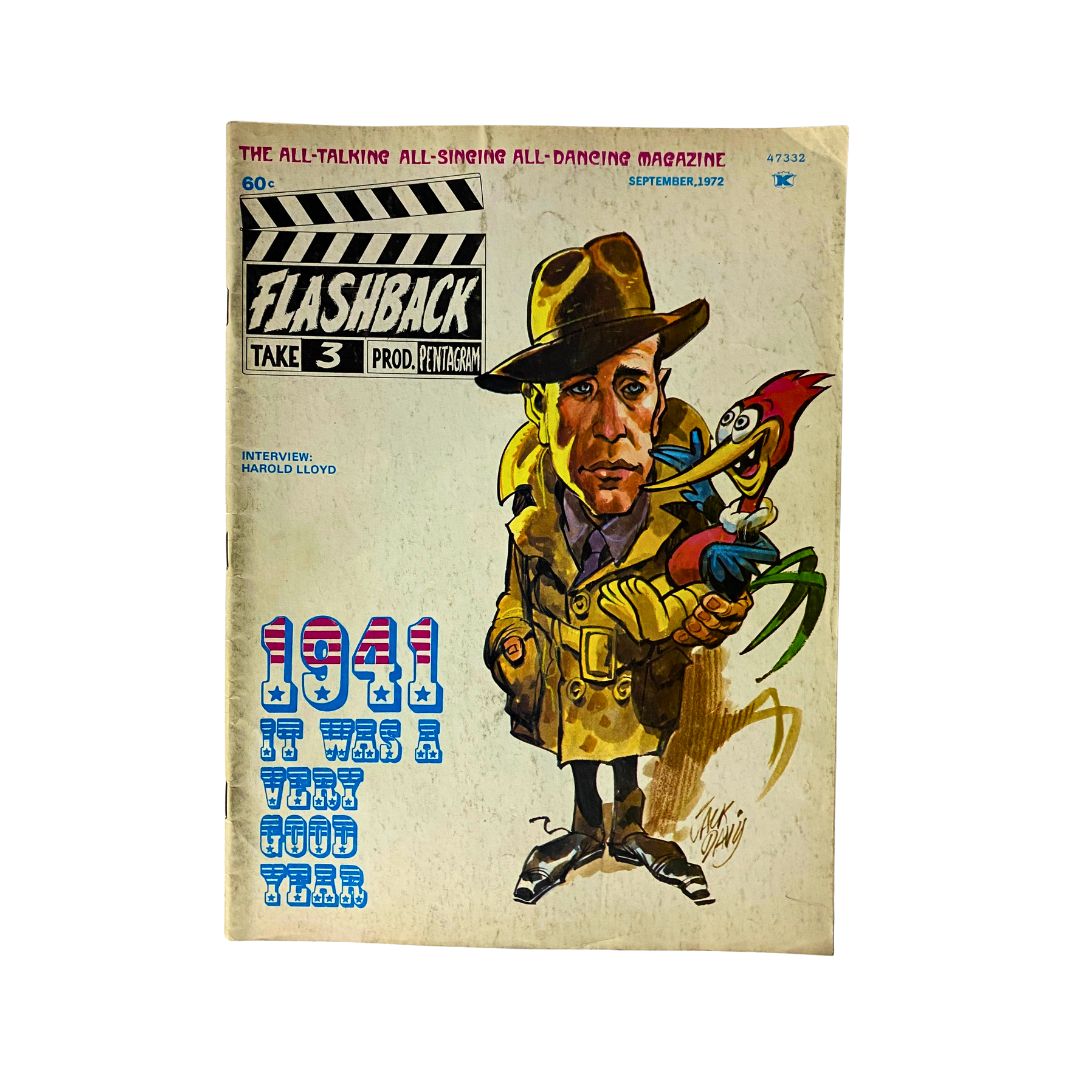 Cover of VTG Flashback Magazine September 1972 featuring Jack Davis artwork, showcasing a detective character with a Woody Woodpecker, titled '1941: It Was a Very Good Year'.