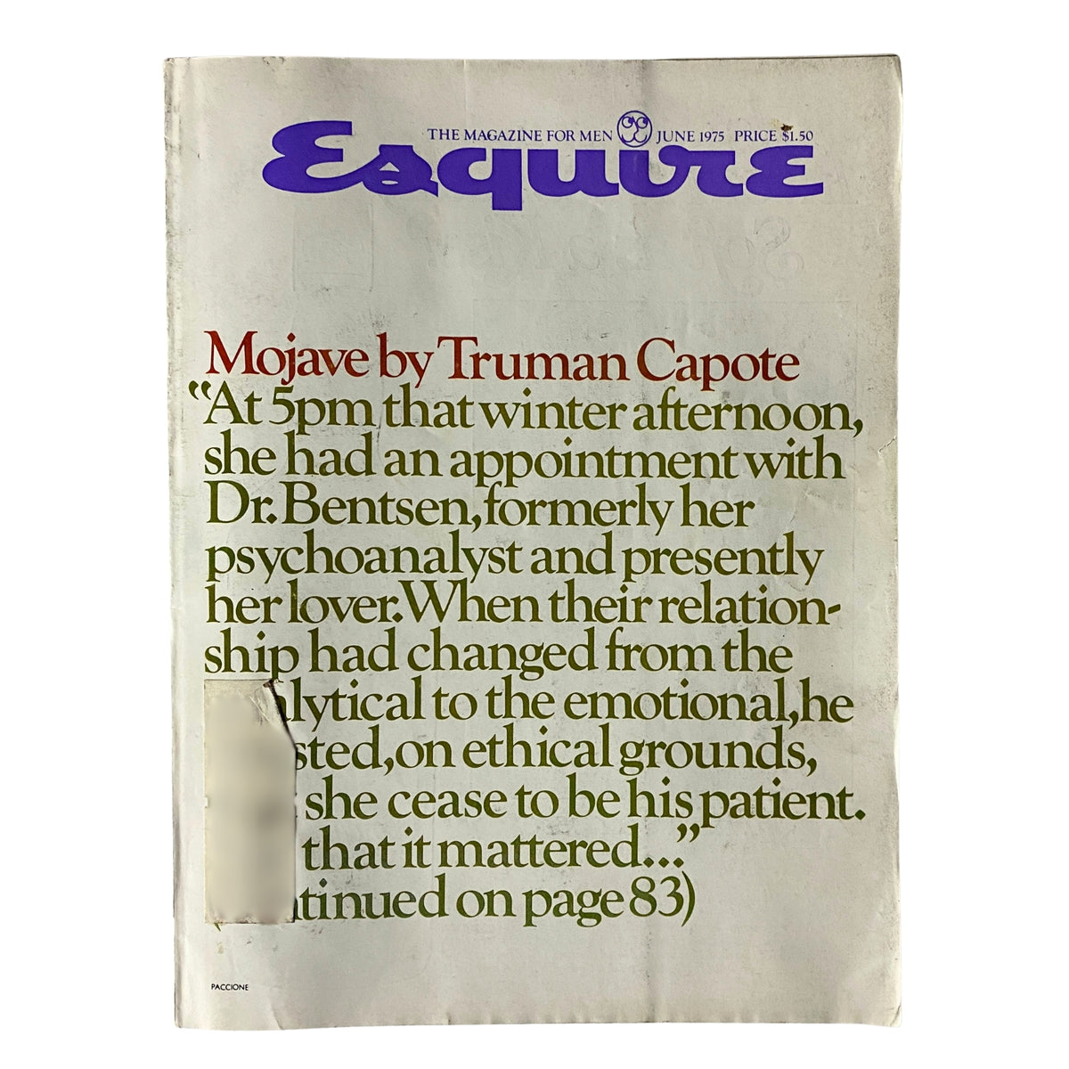 Esquire Magazine June 1975 Mojave by Truman Capote