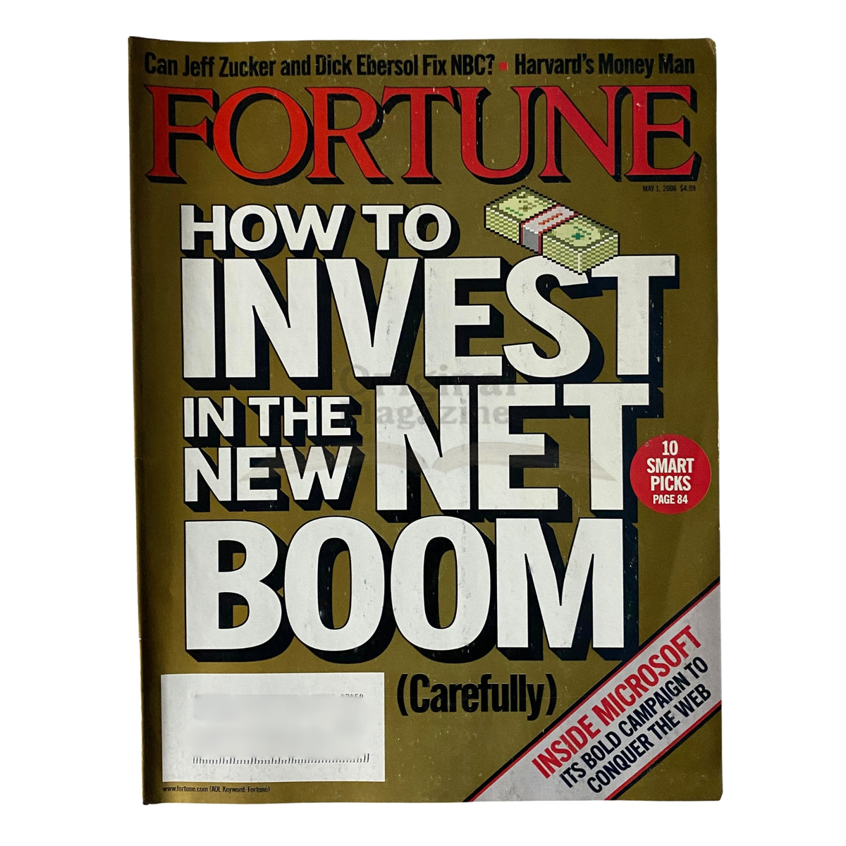 Fortune Magazine May 1, 2006 cover featuring the headline 'How to Invest in the New Net Boom', showcasing investment strategies in internet companies.