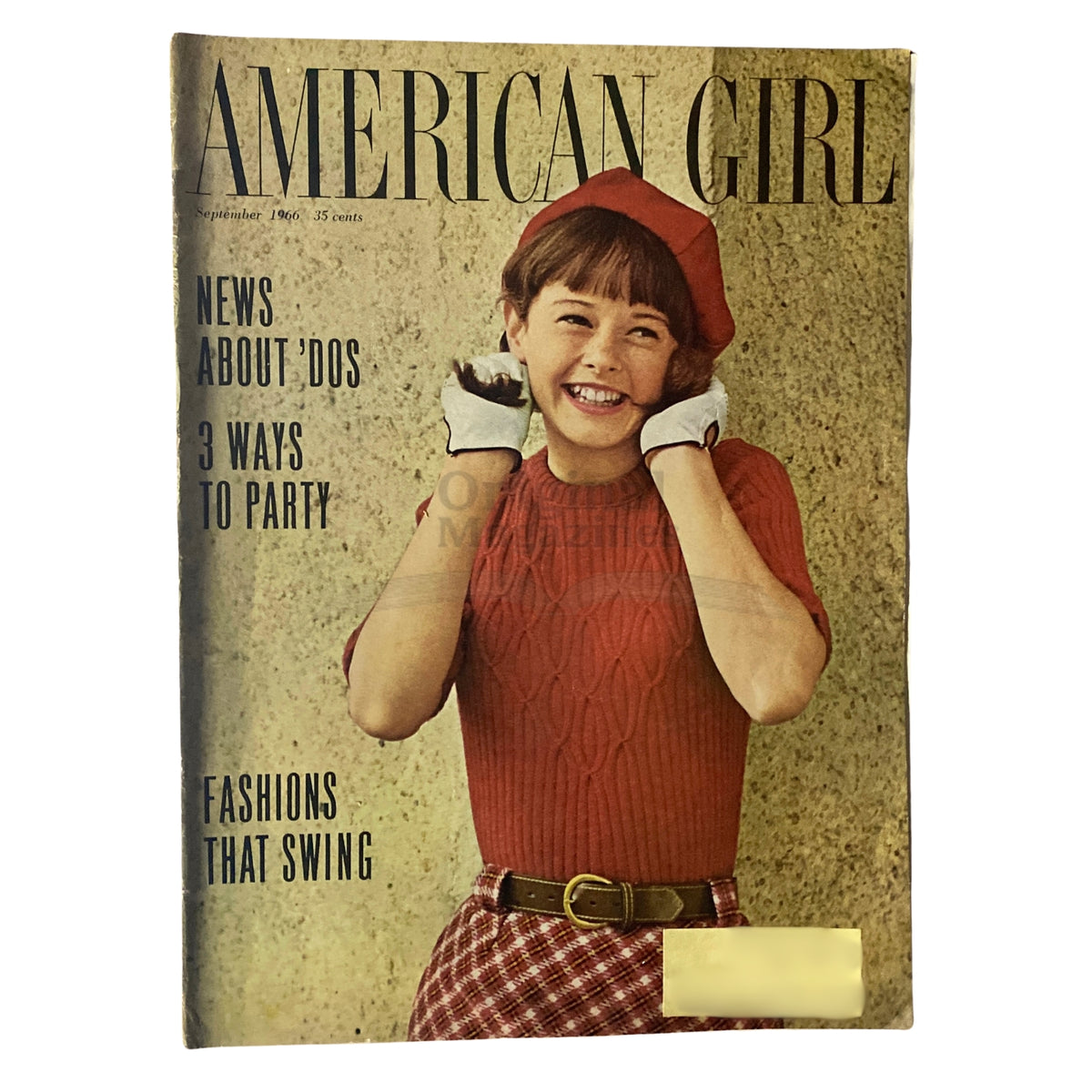 Cover of American Girl Magazine September 1966 featuring enjoyable content about 'Dos & 3 Ways To Party', showcasing a girl in retro fashion.