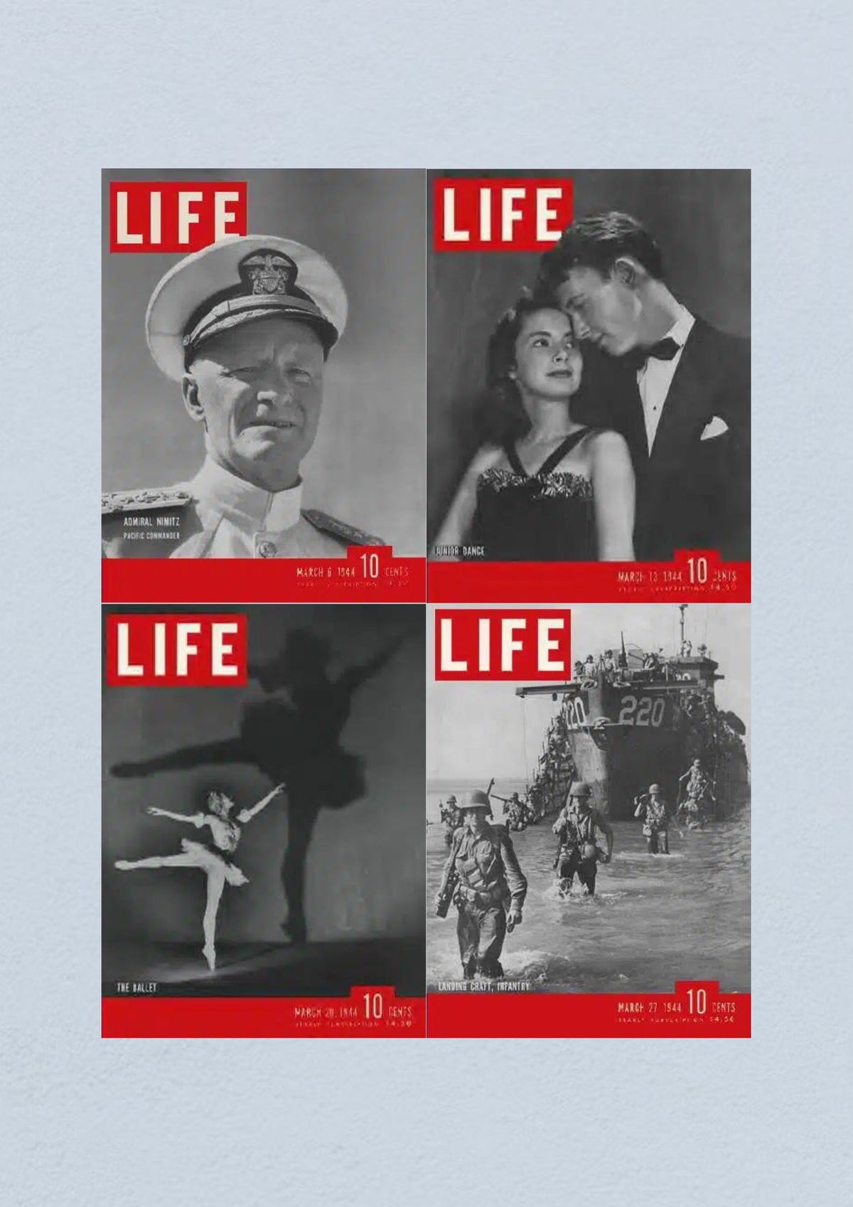 Life Magazine Lot of 4 Full Month of March 1944 6, 13, 20, 27 WWII ERA