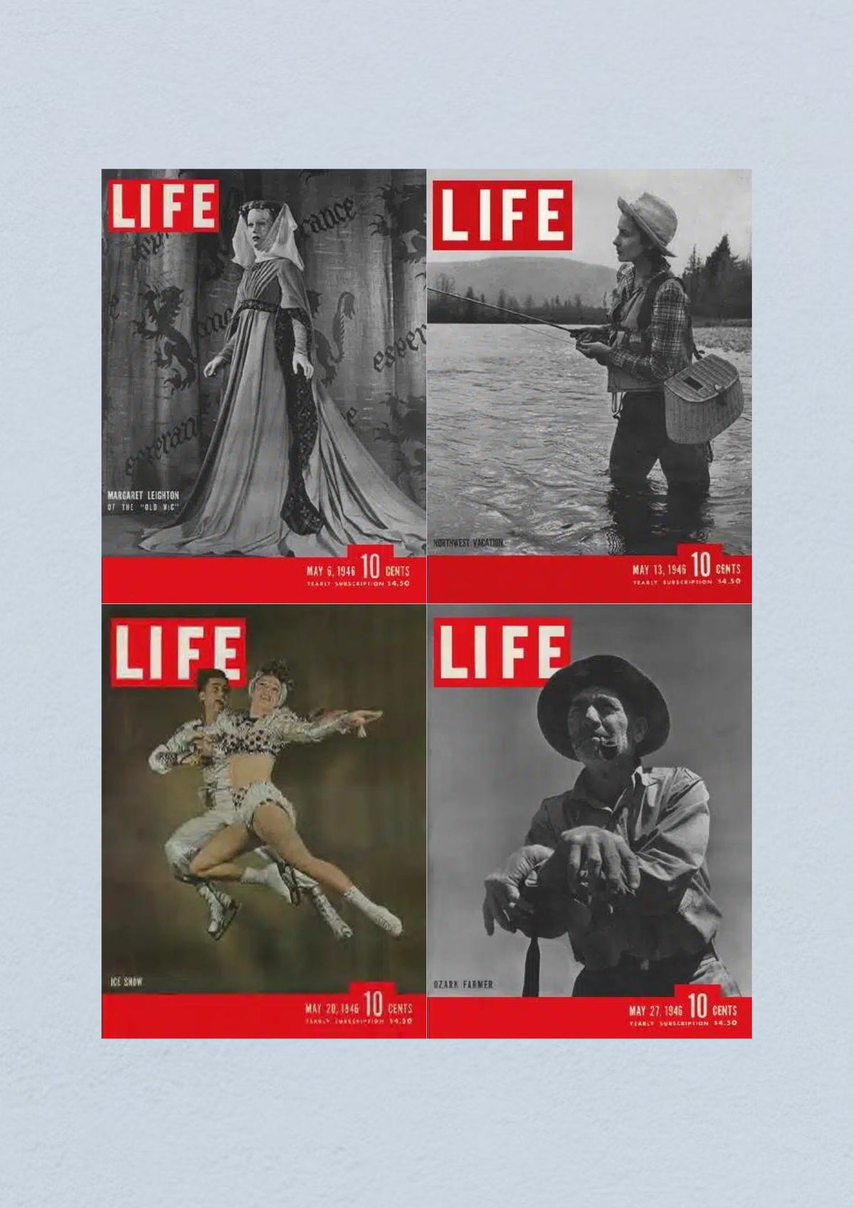 Life Magazine Cover May 27, 1946 illustrating a Ozark farmer, representing the Human Interest section of the magazine in this vintage collection.