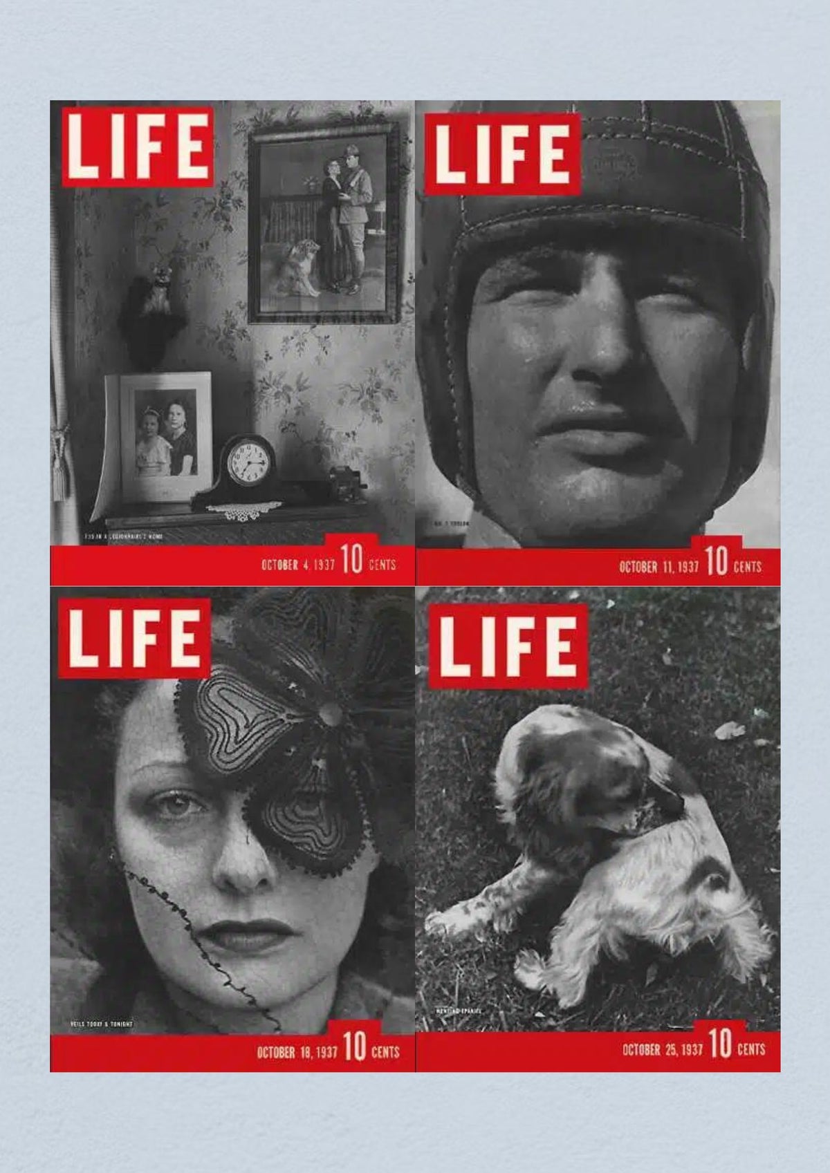 Life Magazine October 4, 11, 18, 25, 1937 Collection featuring vintage covers that highlight significant cultural and historical narratives from October 1937.