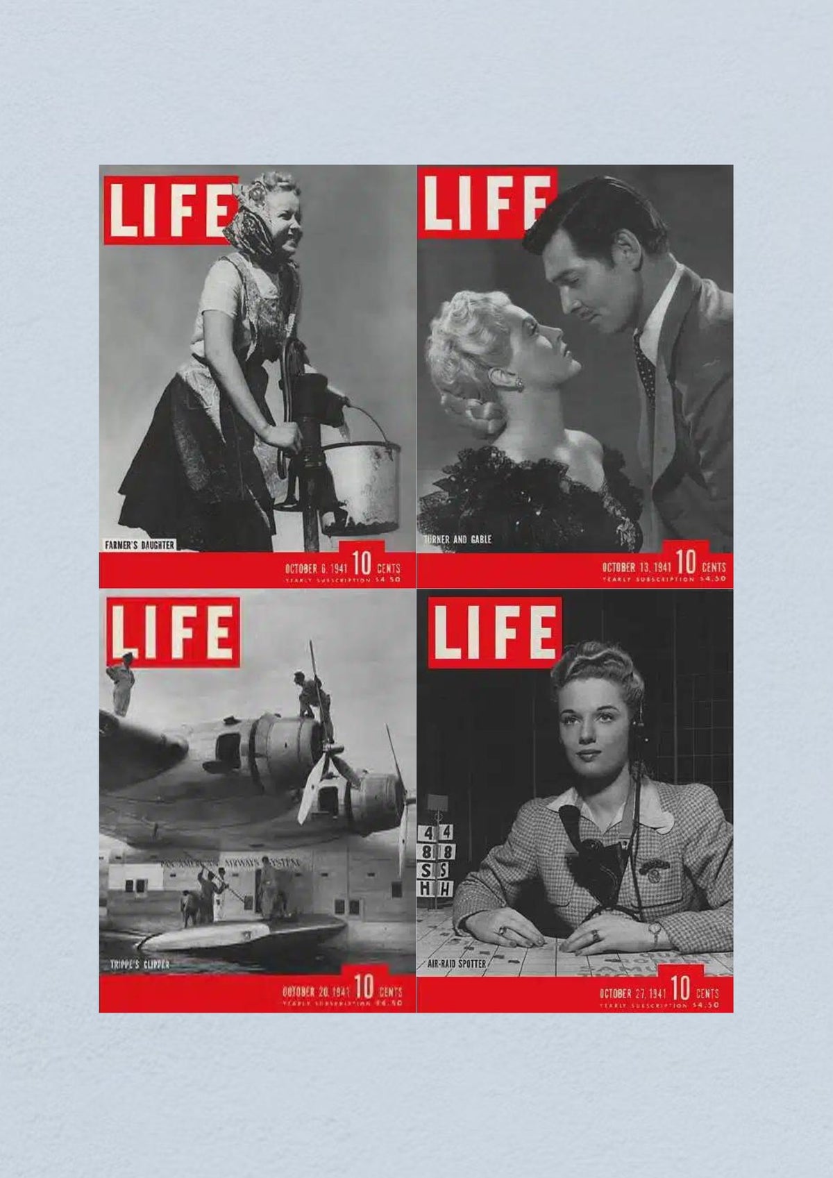 Life Magazine Lot of 4 Full Month of October 1941 6, 13, 20, 27 WWII ERA