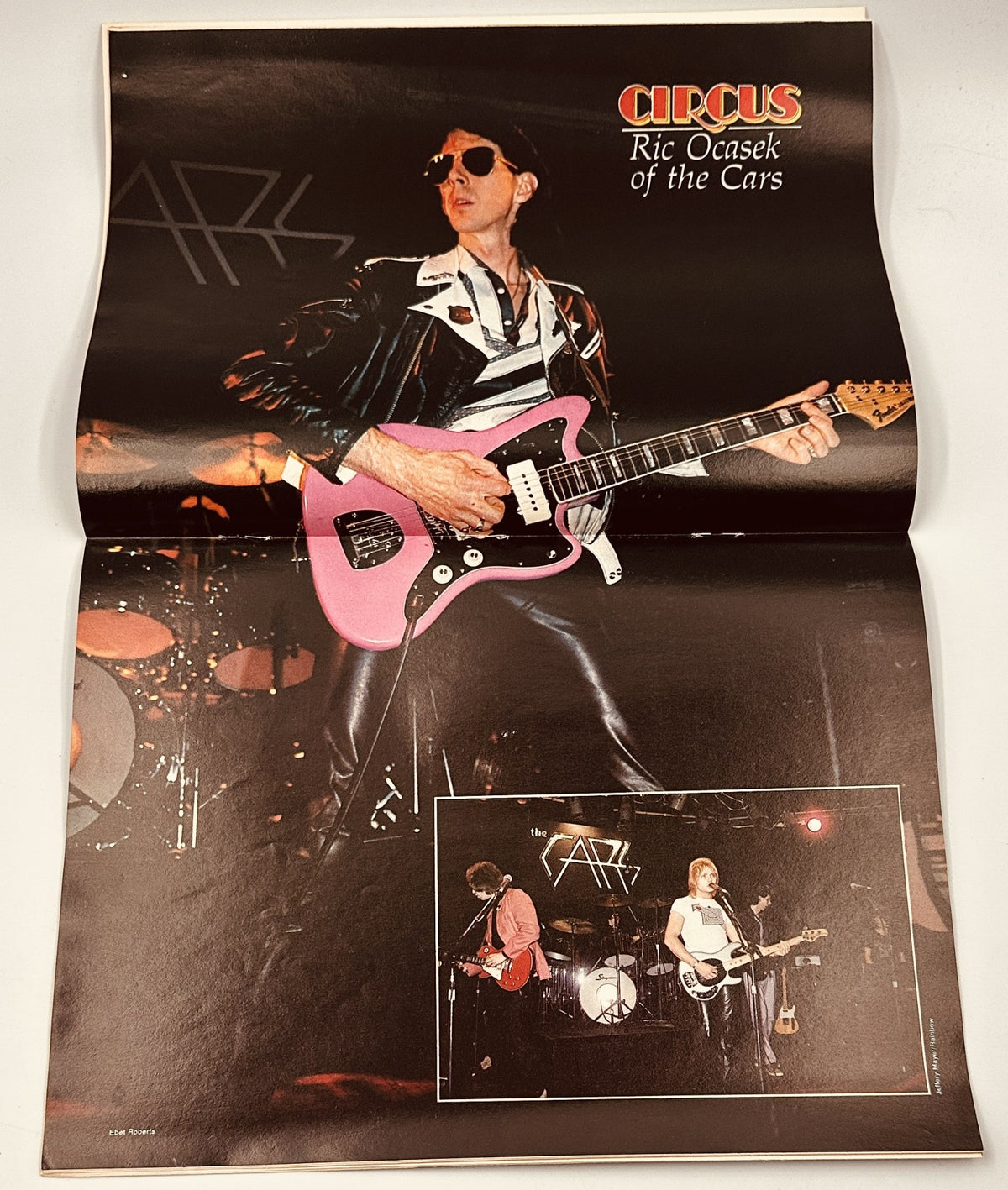 Promotional page for Ric Ocasek of the Cars from Circus Weekly Magazine January 30, 1979, capturing his live performance and style.