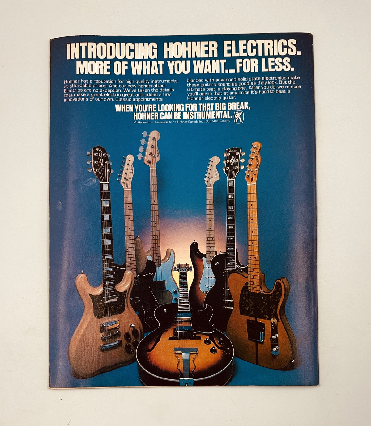 Advertisement for Hohner Electrics featuring various guitar models in Circus Weekly Magazine January 30, 1979, emphasizing their quality and affordability.