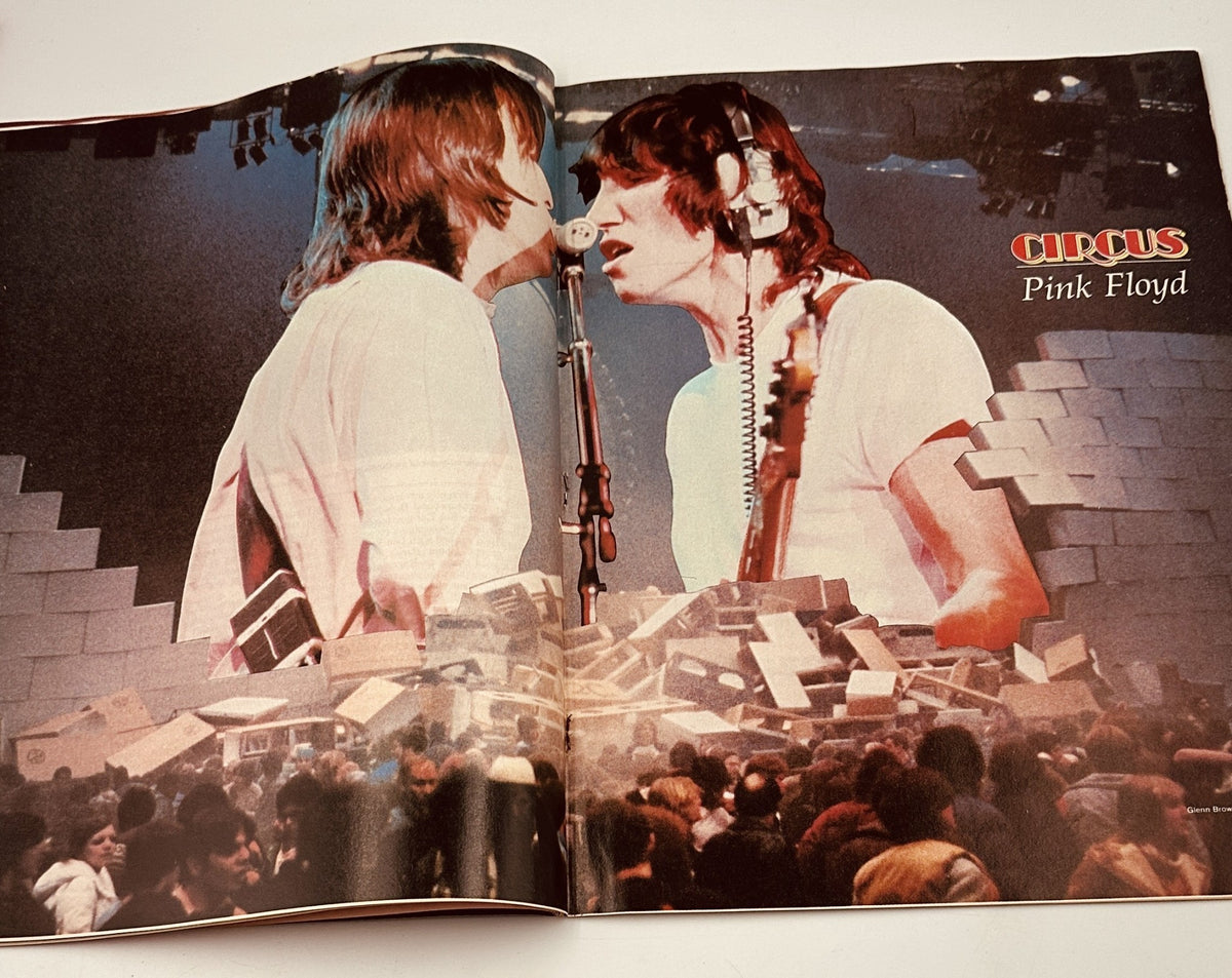 Spread featuring a live performance by Pink Floyd in Circus Magazine April 15, 1980, with an artistic representation of the band.