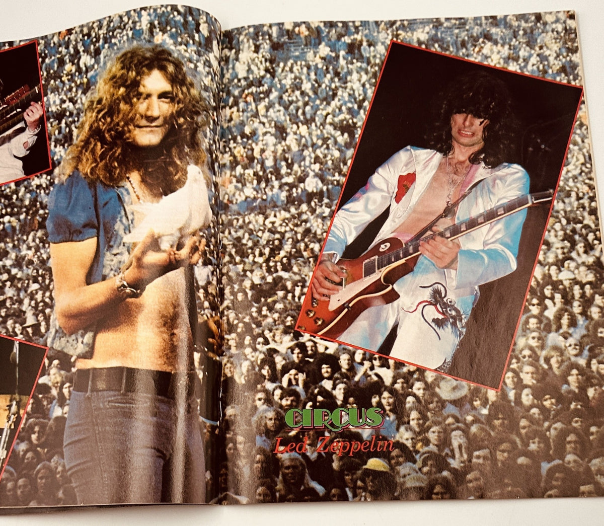 Image of Robert Plant and Jimmy Page from Led Zeppelin in Circus Magazine July 31, 1982, showcasing the iconic rock band during a performance.