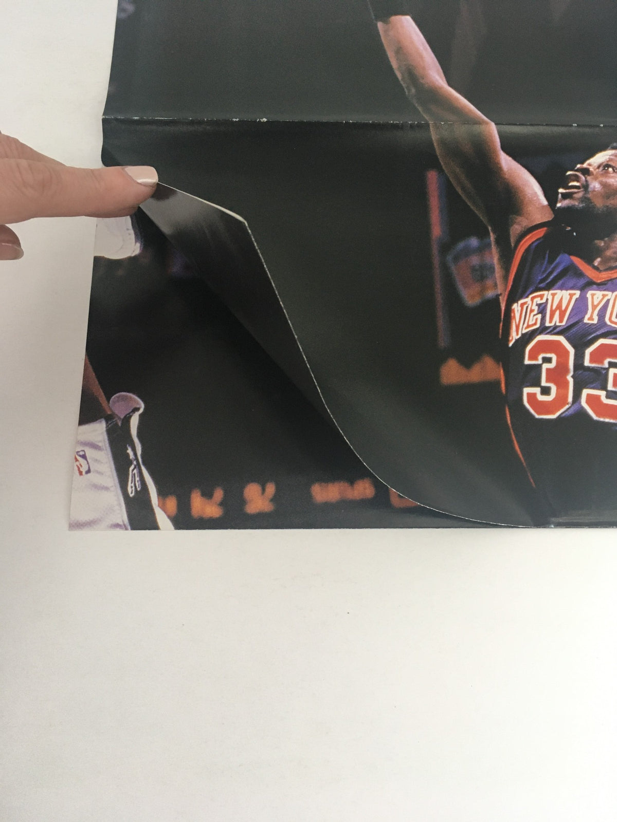 Close-up of the Patrick Ewing poster included in the XXL Basketball Magazine April 1998, highlighting the vibrant colors and details of the New York Knicks star.