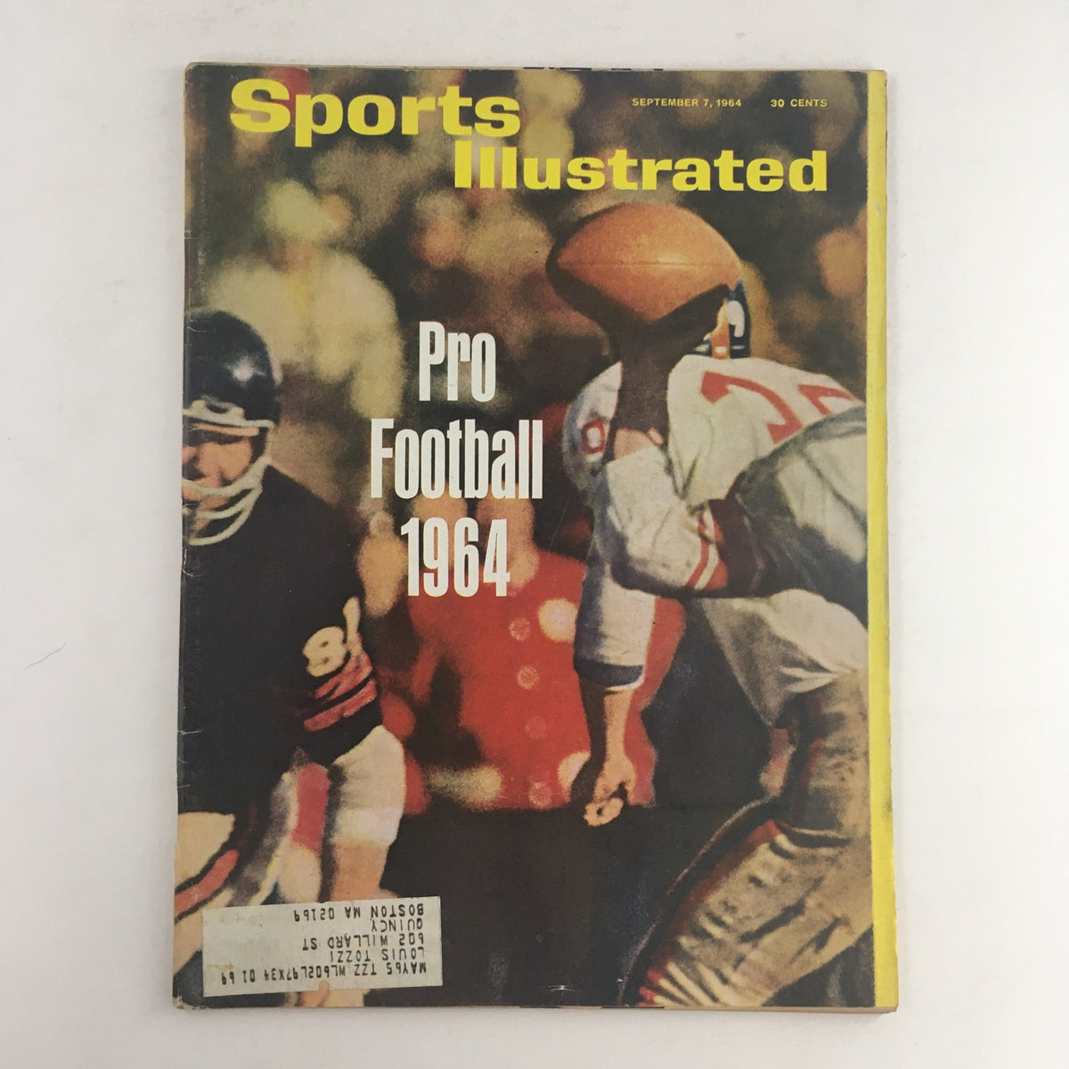 Cover of Sports Illustrated Magazine September 7 1964 - The Pro Football Issue featuring a football player throwing a ball with players in the background.