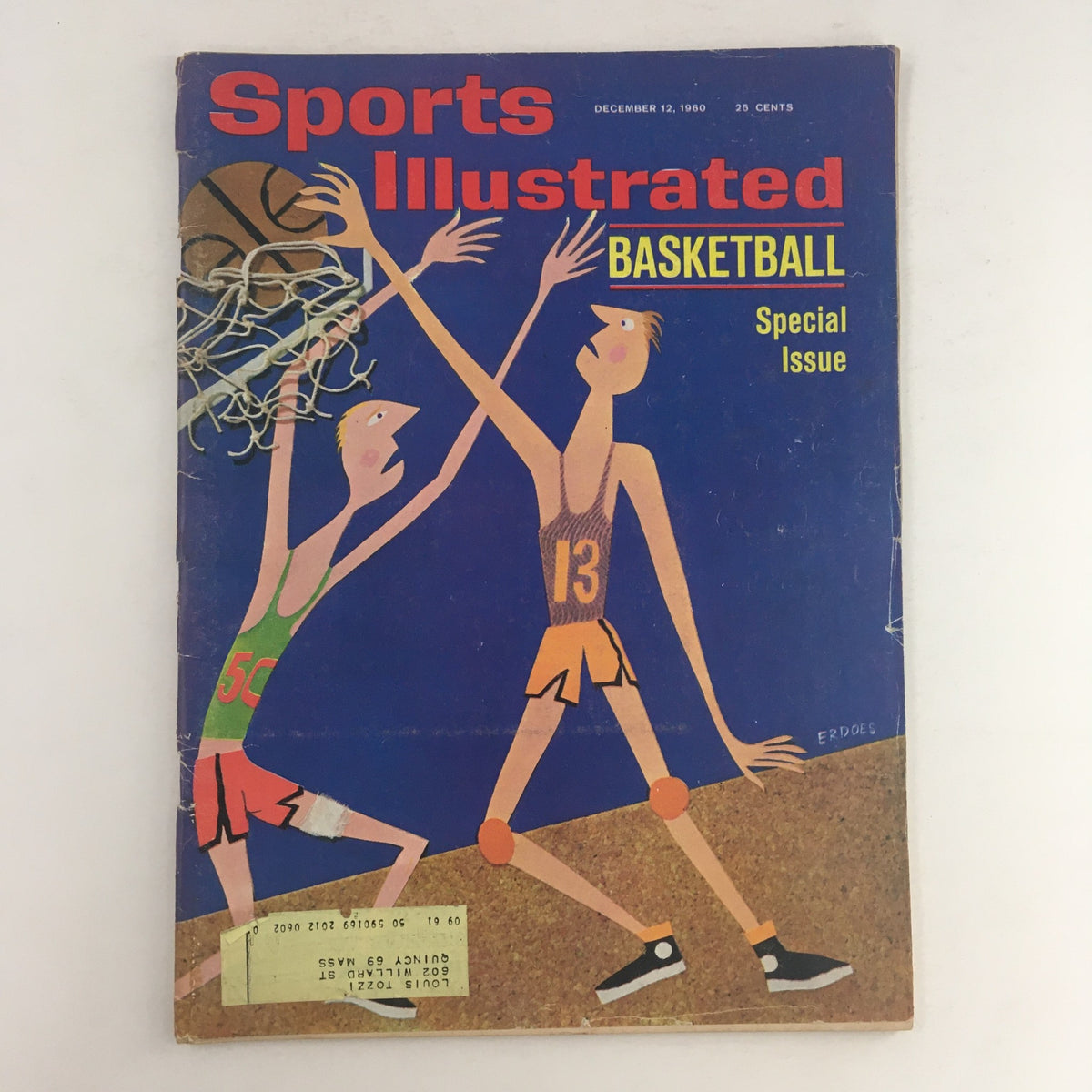 Cover of the Sports Illustrated Magazine December 12, 1960 Basketball Special Issue featuring colorful illustrations of basketball players and notable highlights of the era.