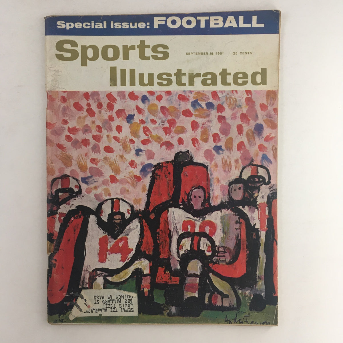 Cover of Sports Illustrated Magazine, September 18, 1961, featuring a special issue on football, showcasing an artistic illustration of football players in action.