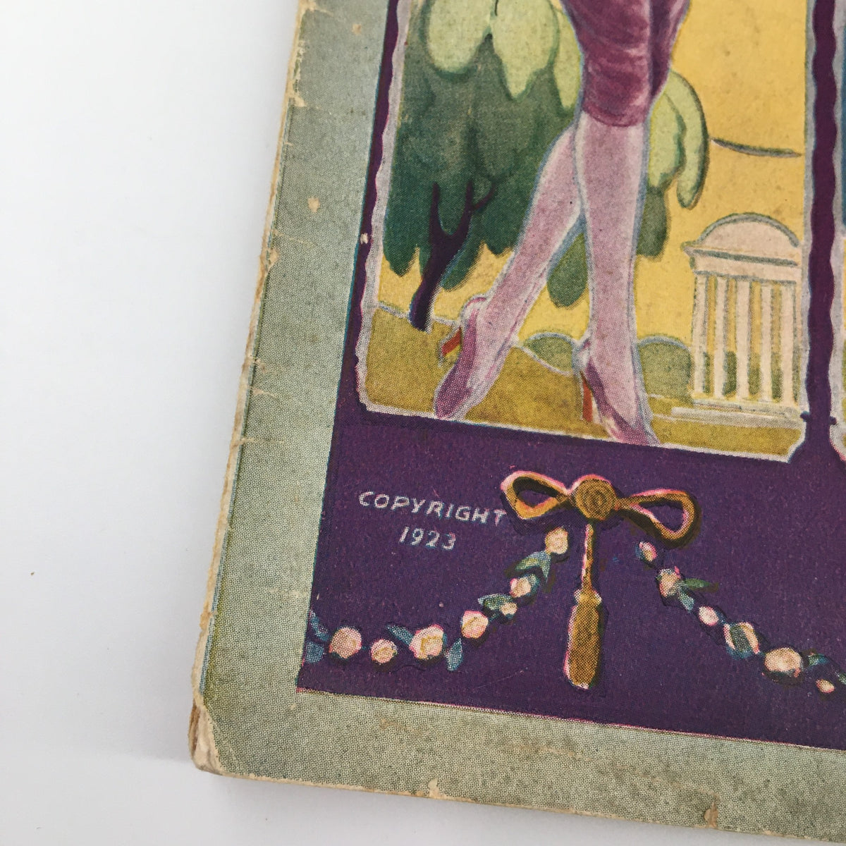 Close-up of the 1923 B.F. Keith's Hippodrome Two Sailors and A Girl Souvenir Program showing detailed illustration and copyright information from 1923.