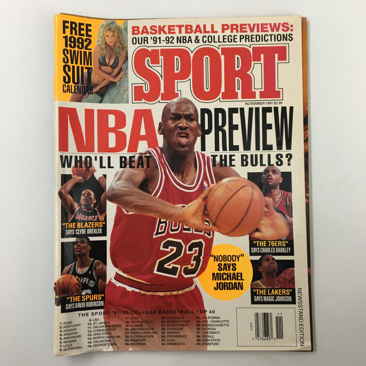 Sport NBA Preview Magazine November 1991 featuring Michael Jordan on the cover, alongside predictions and insights into the NBA season, showcasing basketball stars and cultural highlights.