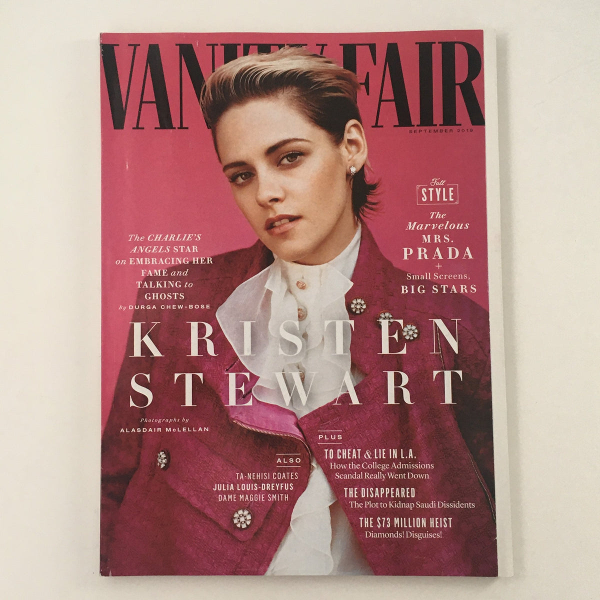 Vanity Fair Magazine September 2019 featuring Kristen Stewart on the cover, showcasing her unique style and Hollywood journey in a vintage magazine collectible.