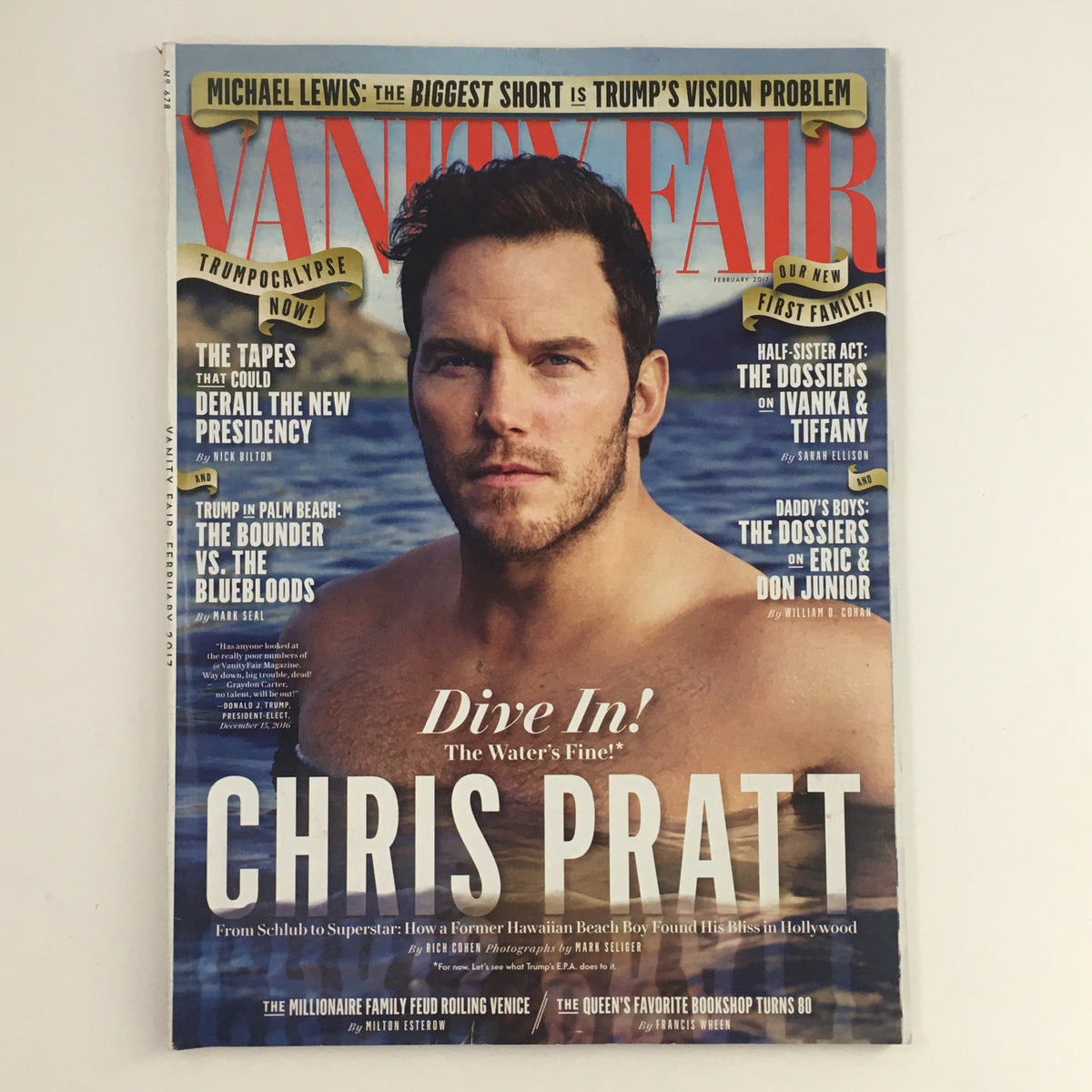 Vanity Fair Magazine February 2017 featuring Chris Pratt on the cover, showcasing his journey from a former Hawaiian beach boy to Hollywood star, along with Ivanka Trump.