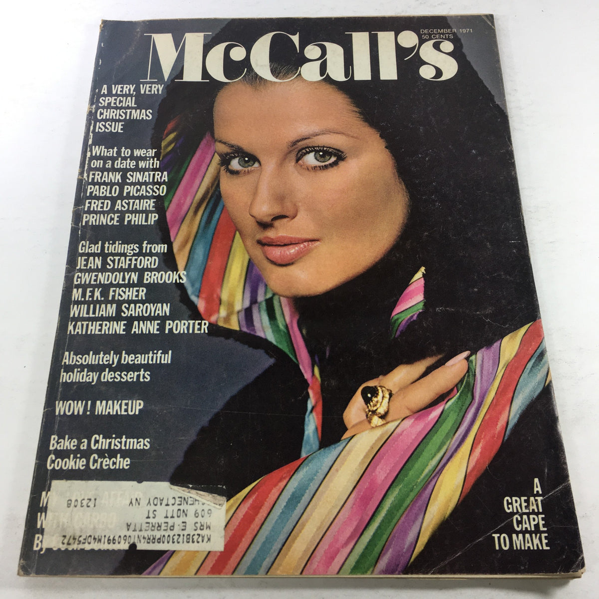 Vintage McCall's Magazine: December 1971 - Veronica Hamel Front Cover