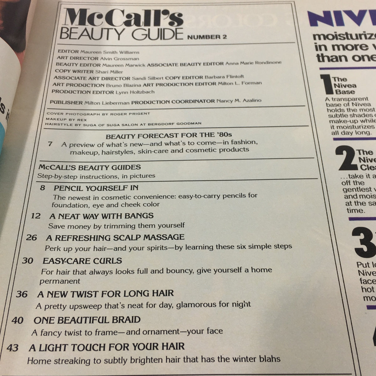 Interior page of VTG McCall's Beauty Guide #2 Magazine from 1980 showcasing beauty tips and trends.