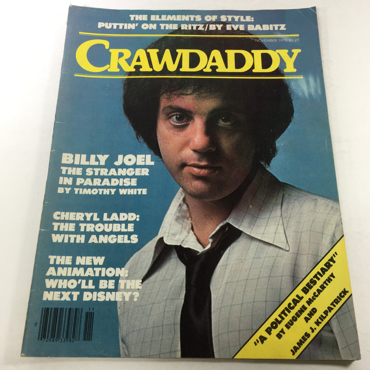 VTG Crawdaddy Magazine: November 1978 featuring Billy Joel on the cover, with a photograph by Timothy White, showcasing music culture of the late 1970s.