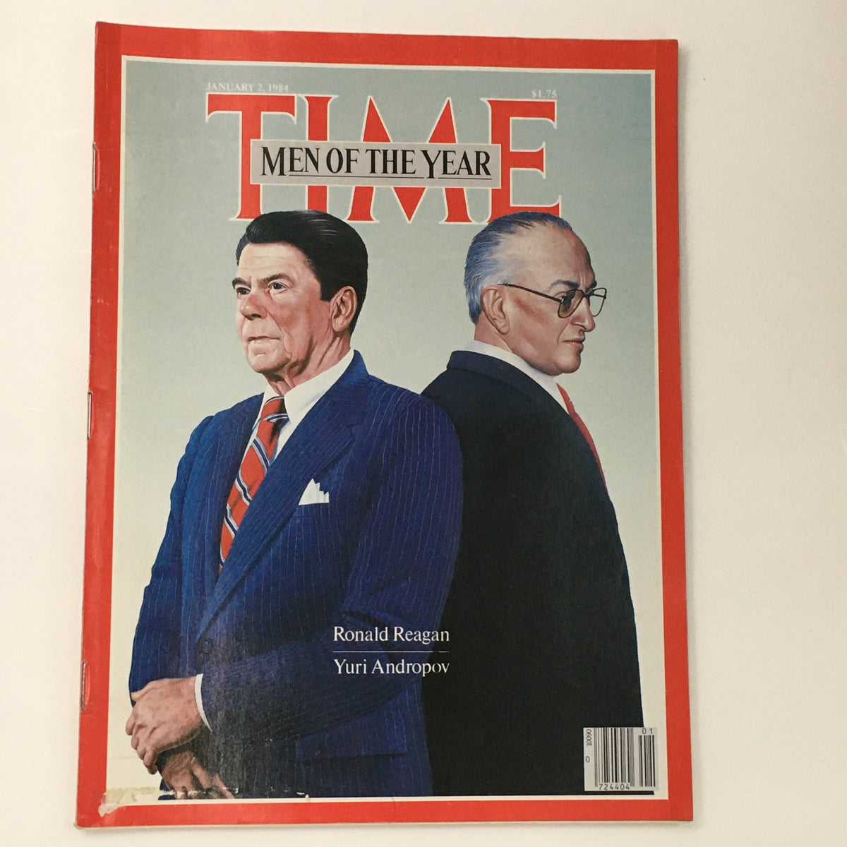 Time Magazine January 2 1984 cover featuring Ronald Reagan and Yuri Andropov, highlighting them as Men of the Year and emphasizing Cold War tensions.