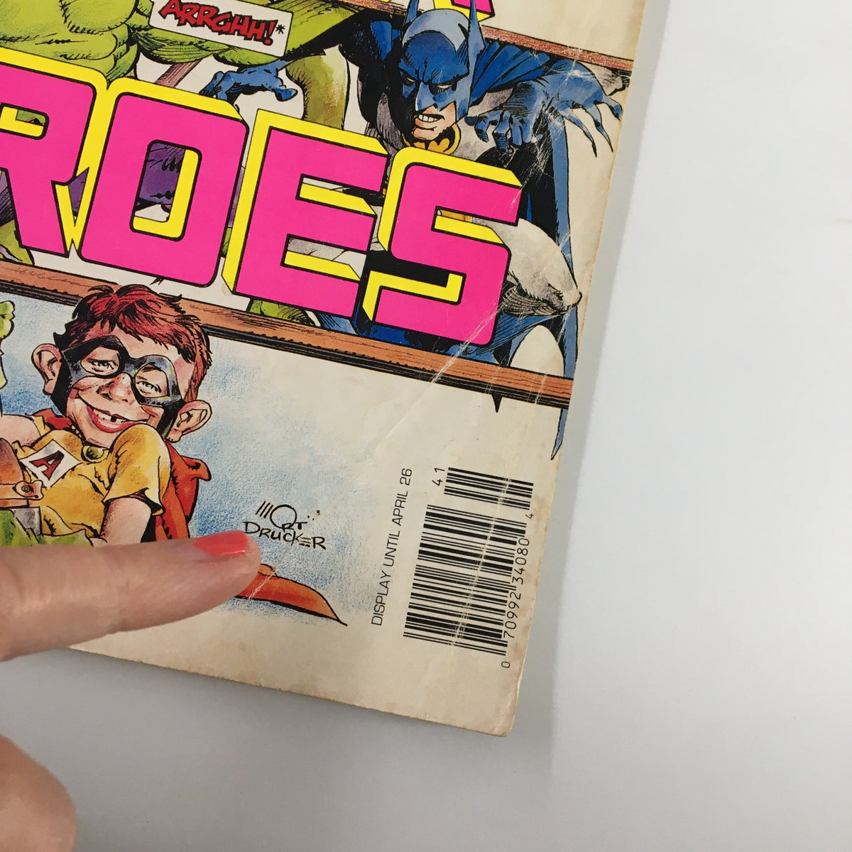 Close-up of the cover of Mad Magazine Spring 1994 Super Heroes issue highlighting the title 'SUPER HEROES'.