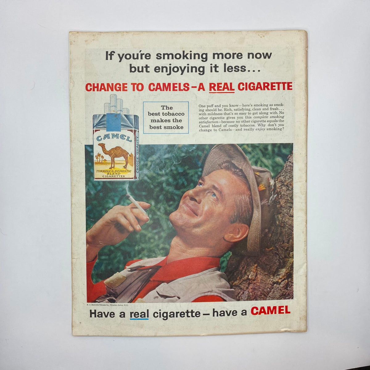 Advertisement page in the September 5, 1959 issue of Saturday Evening Post Magazine promoting Camel cigarettes. The ad features a smiling man enjoying a Camel cigarette in a natural setting.