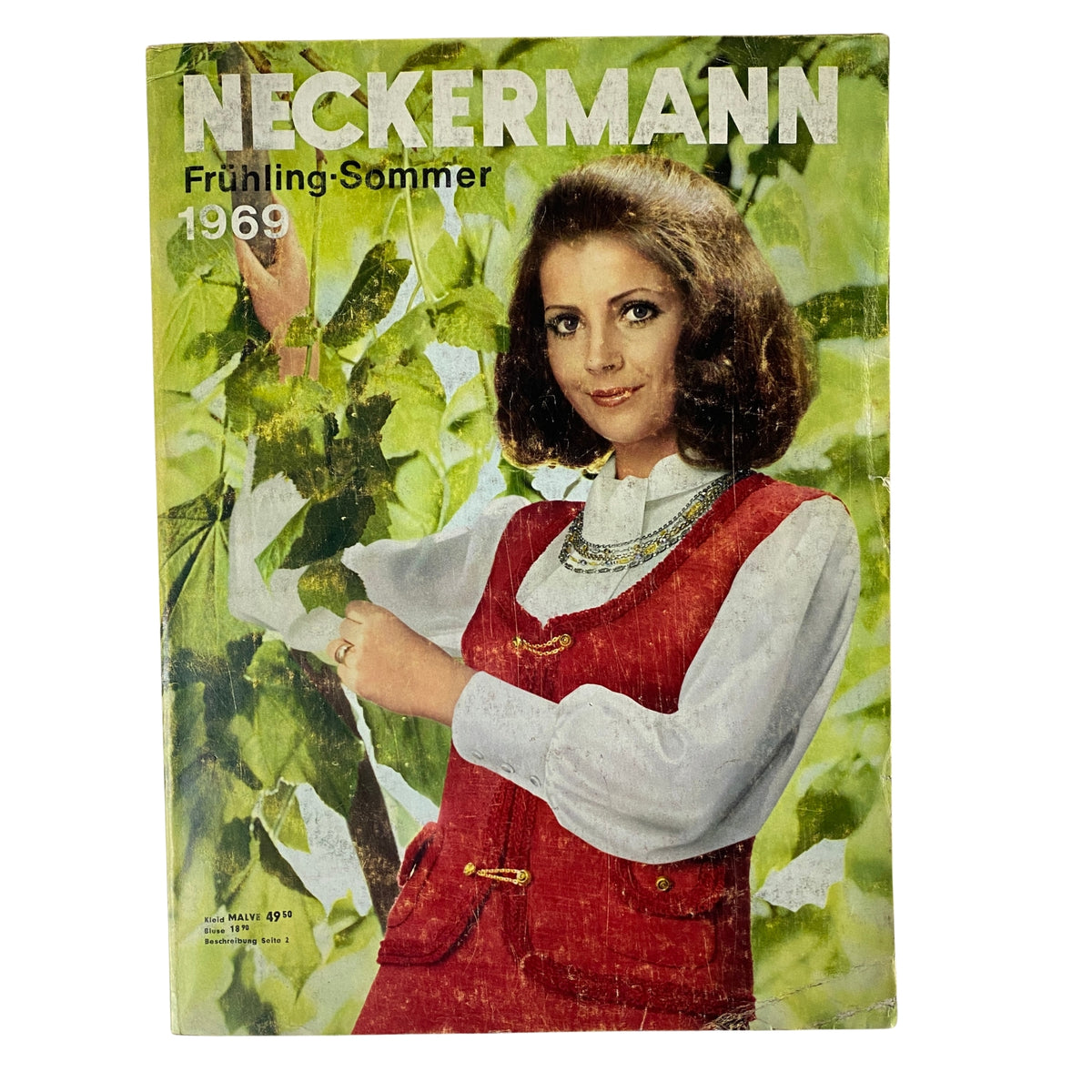 Cover image of the 1969 Neckermann Sommer Catalog showcasing a model in a red outfit amidst green foliage.