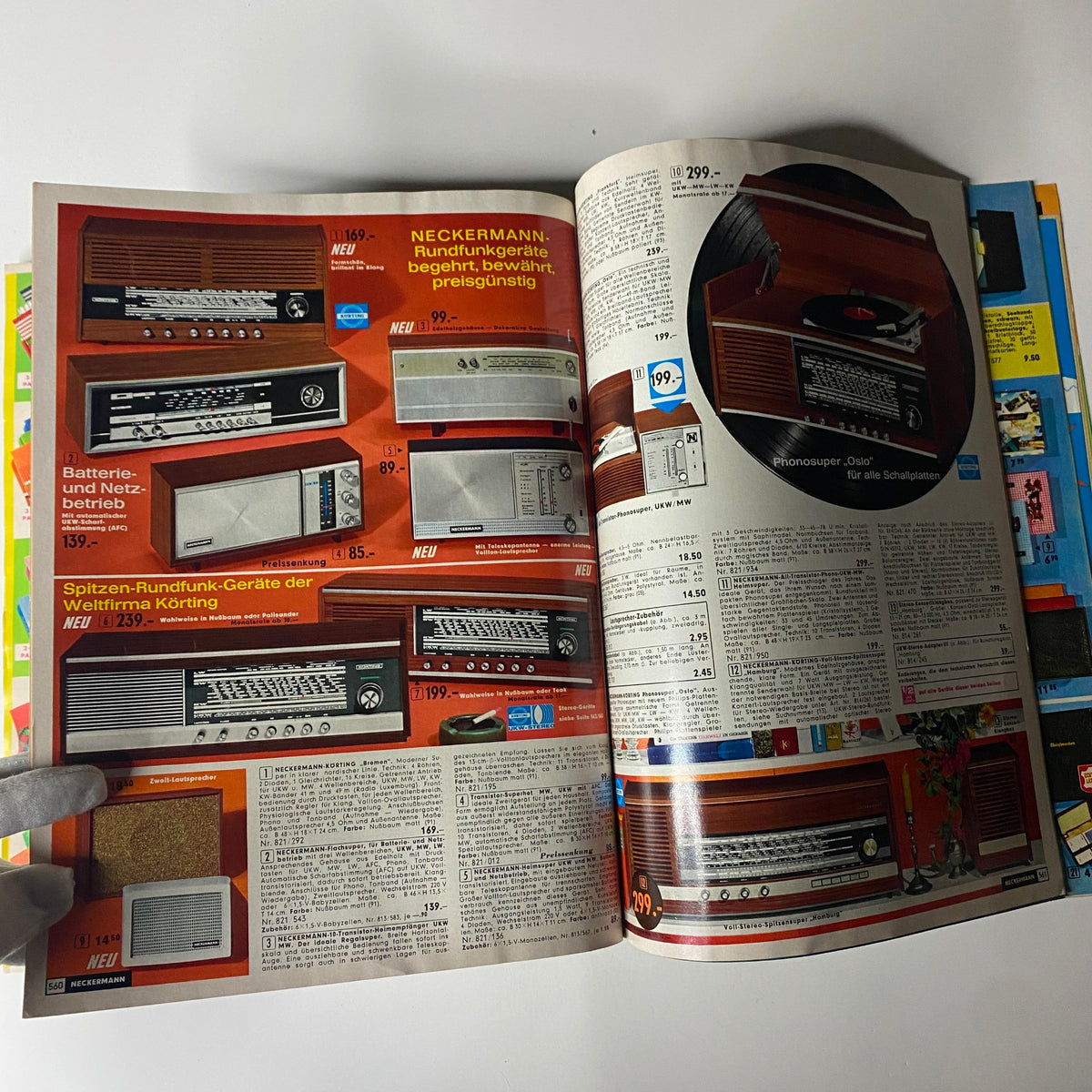 1968 Neckermann Sommer Catalog showcasing vintage radios and audio devices, featuring prices and descriptions of various models.