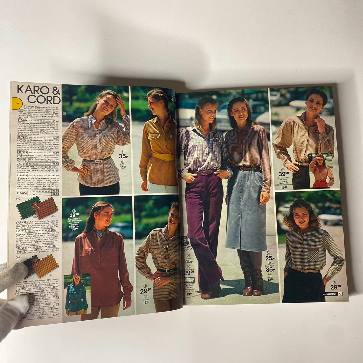 1979-1980 Neckermann Winter Catalog showcasing late-1970s women's fashion including plaid shirts and skirts in vibrant colors, perfect for vintage fashion enthusiasts.