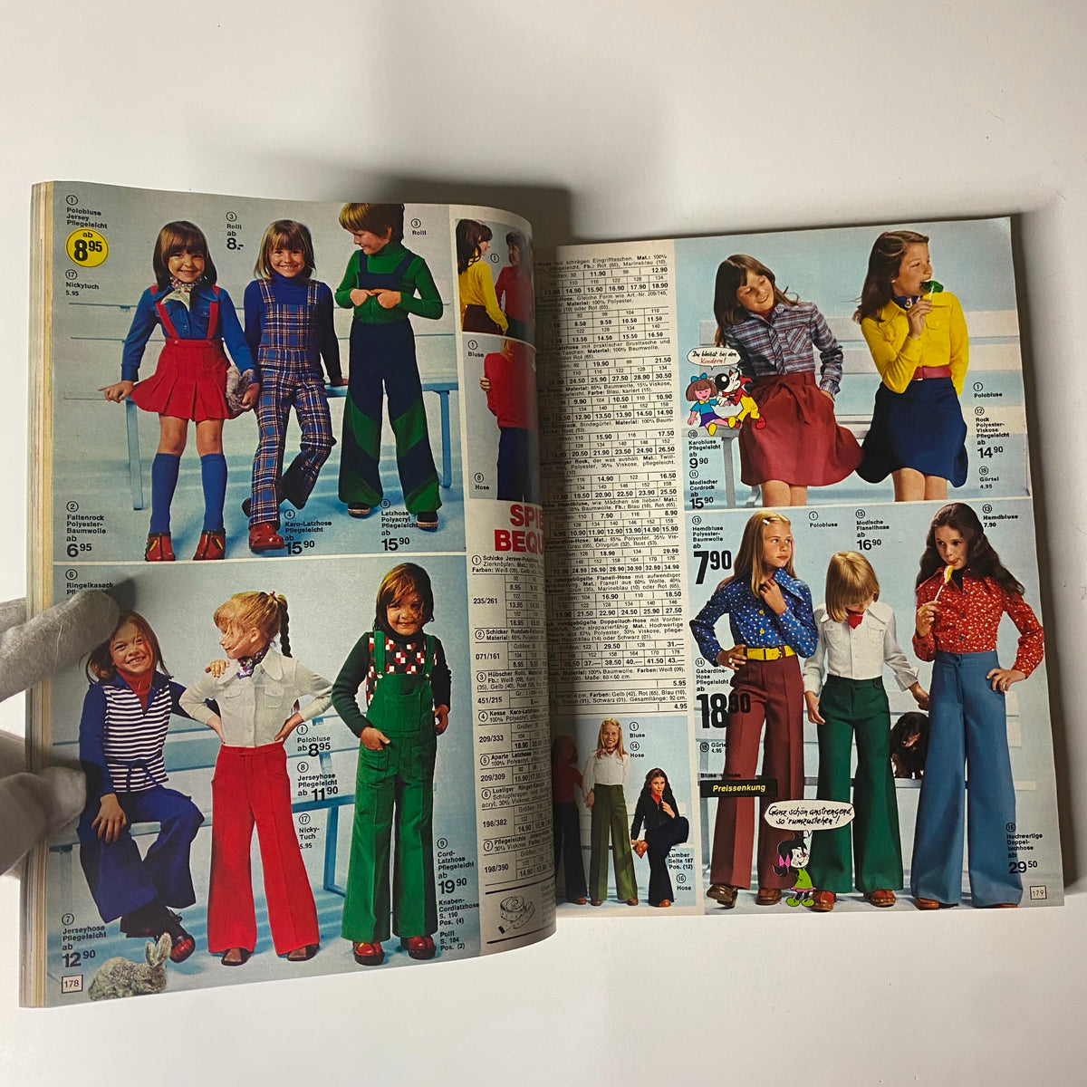 1975-1976 Neckermann Winter Catalog showcasing children’s winter fashions including colorful outfits and playful styles for girls, capturing 1970s trends.