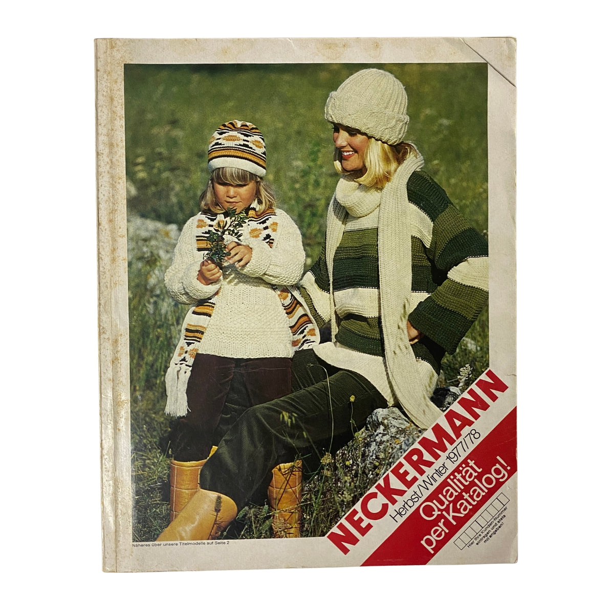 Cover of the 1977-1978 Neckermann Winter Catalog featuring a woman and a child in winter attire amidst nature.