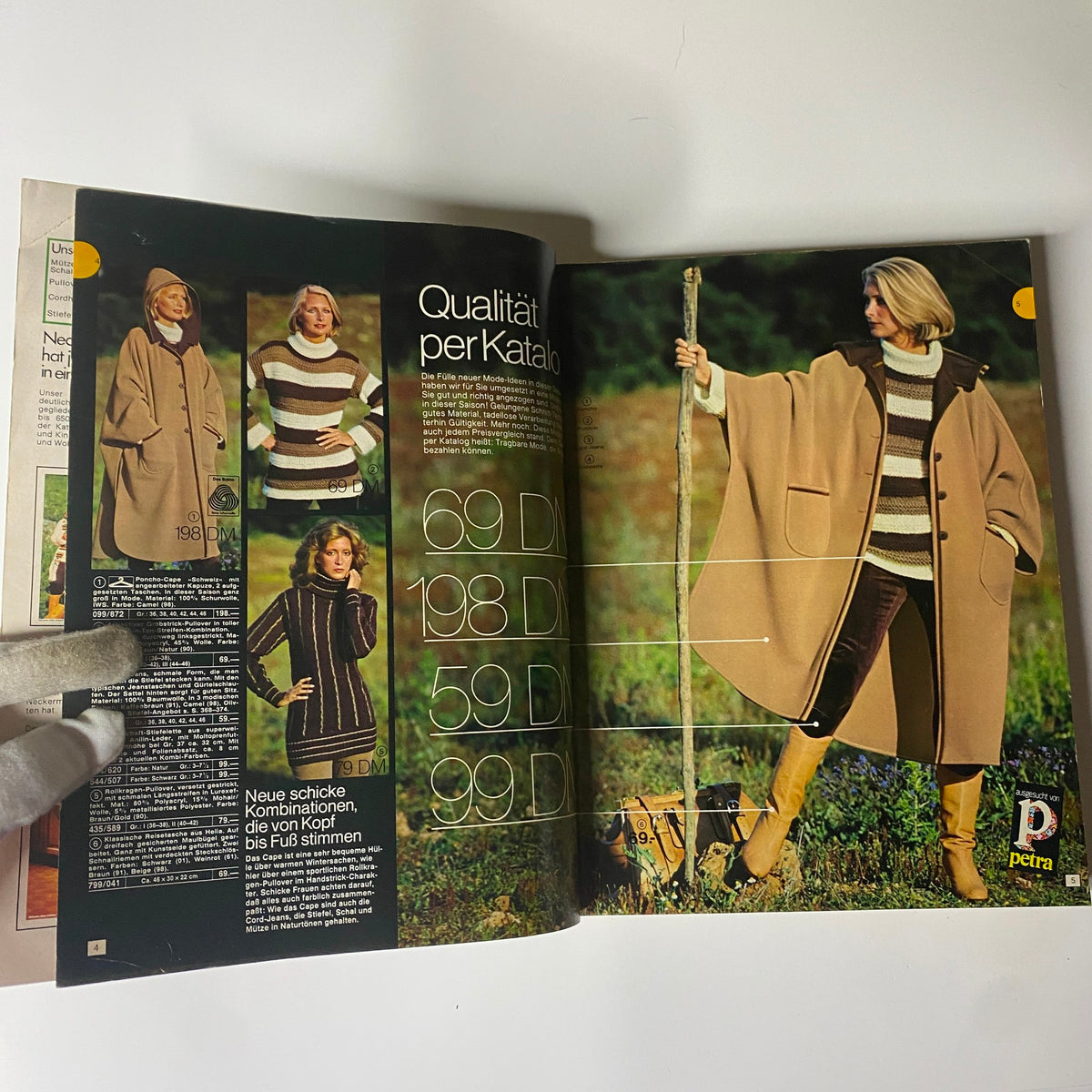 Inside page of the 1977-1978 Neckermann Winter Catalog displaying winter fashion designs for women alongside product pricing.