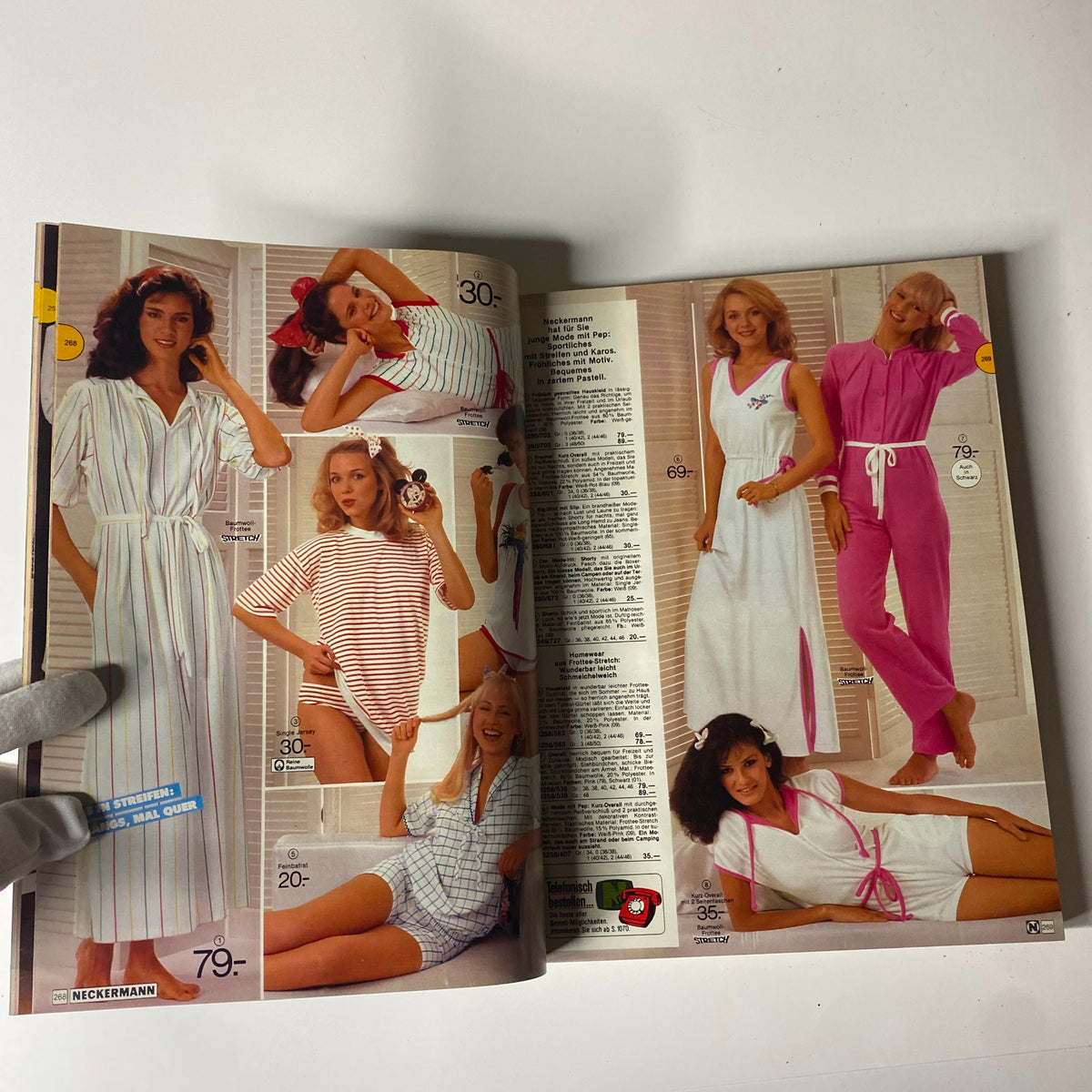 1982 Neckermann Summer Catalog showcasing a variety of women's summer loungewear, featuring models in colorful nightgowns and casual wear.