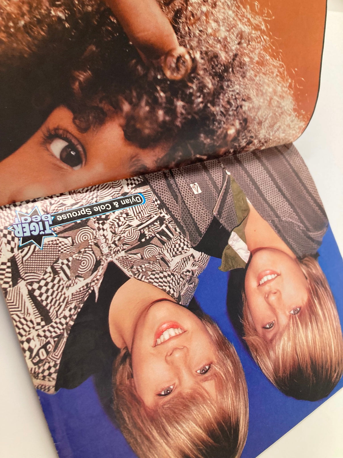 Double-page spread in Tiger Beat Magazine April 2007 featuring young male twins with stylish looks, emphasizing early 2000s pop culture.