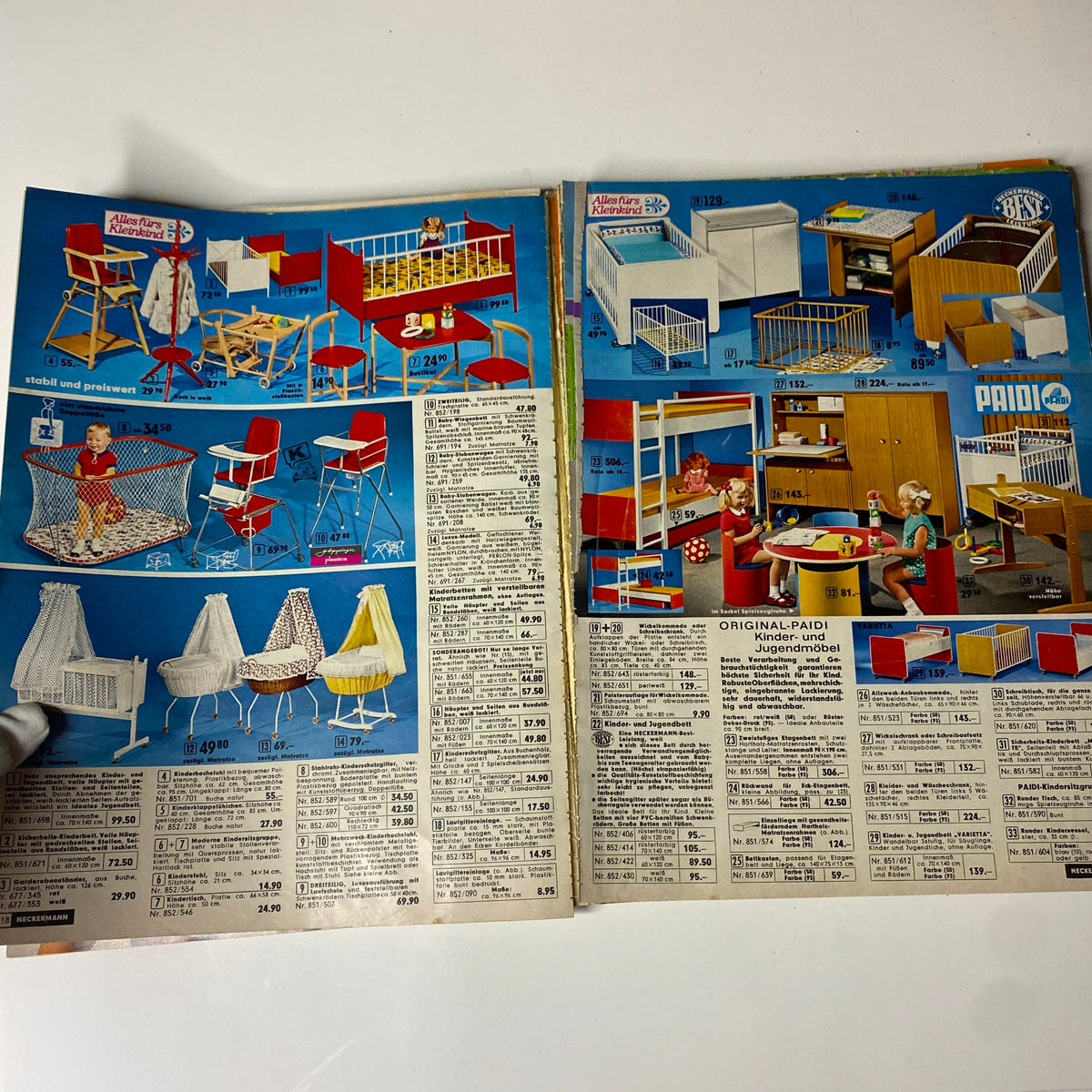 1973 Neckermann Summer Catalog page featuring children's furniture and play items, showcasing a variety of stylish and functional products for kids.