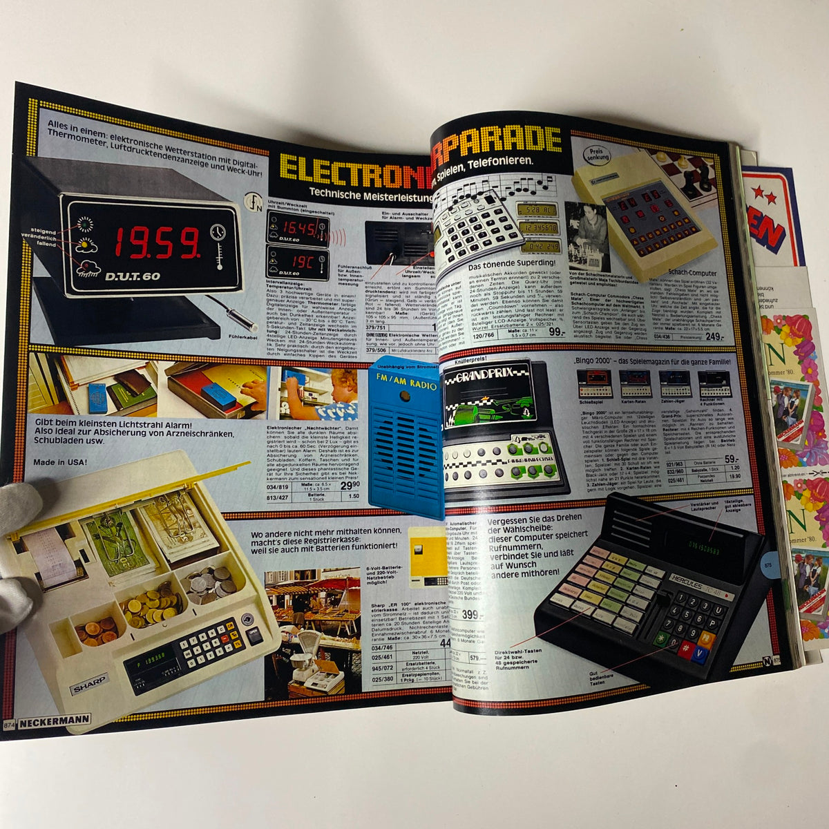 A repeated view of electronic gadgets from the 1980 Neckermann Summer Catalog, illustrating the variety of household electronics available during that period.
