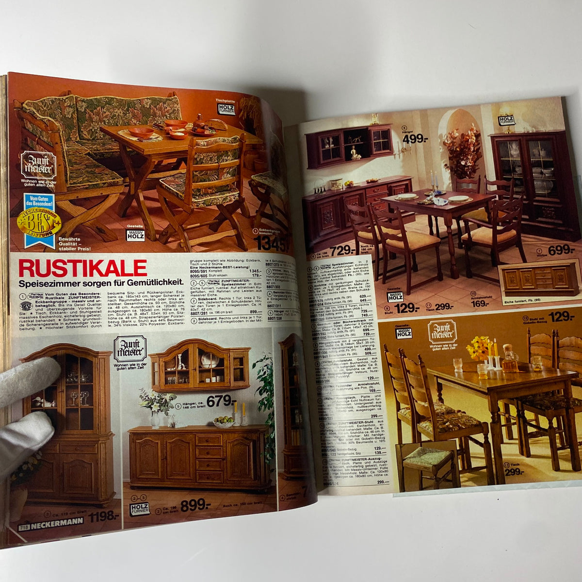 1984 Neckermann Summer Catalog highlighting rustic dining room furniture, capturing the home design styles popular in mid-1980s Germany.