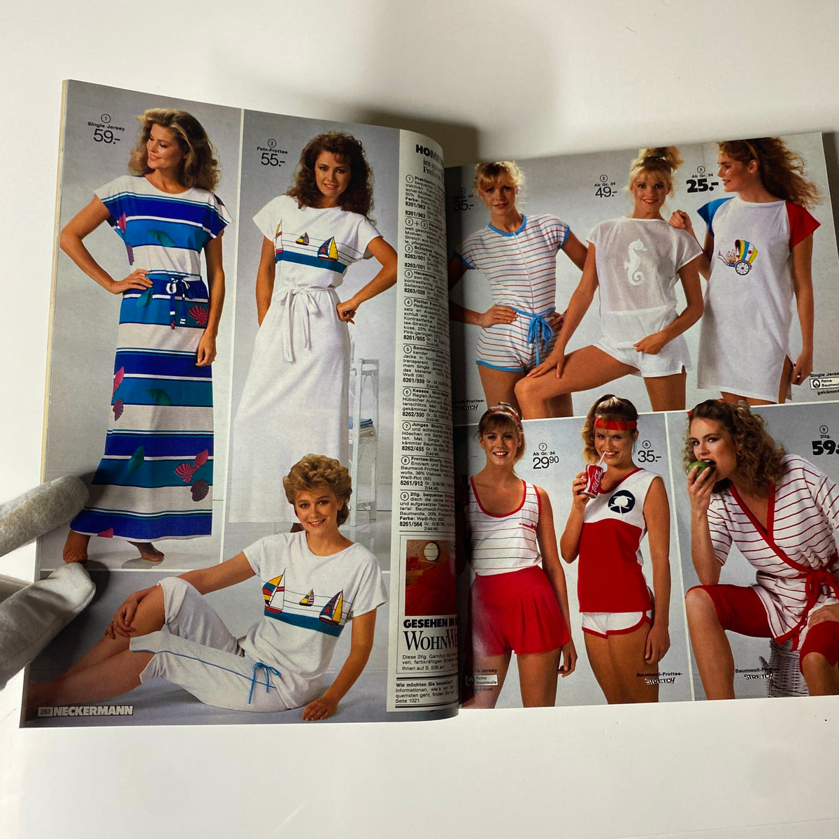 1983 Neckermann Summer Catalog presenting women's summer clothing options, including casual dresses and comfortable outfits, capturing early 1980s styles.