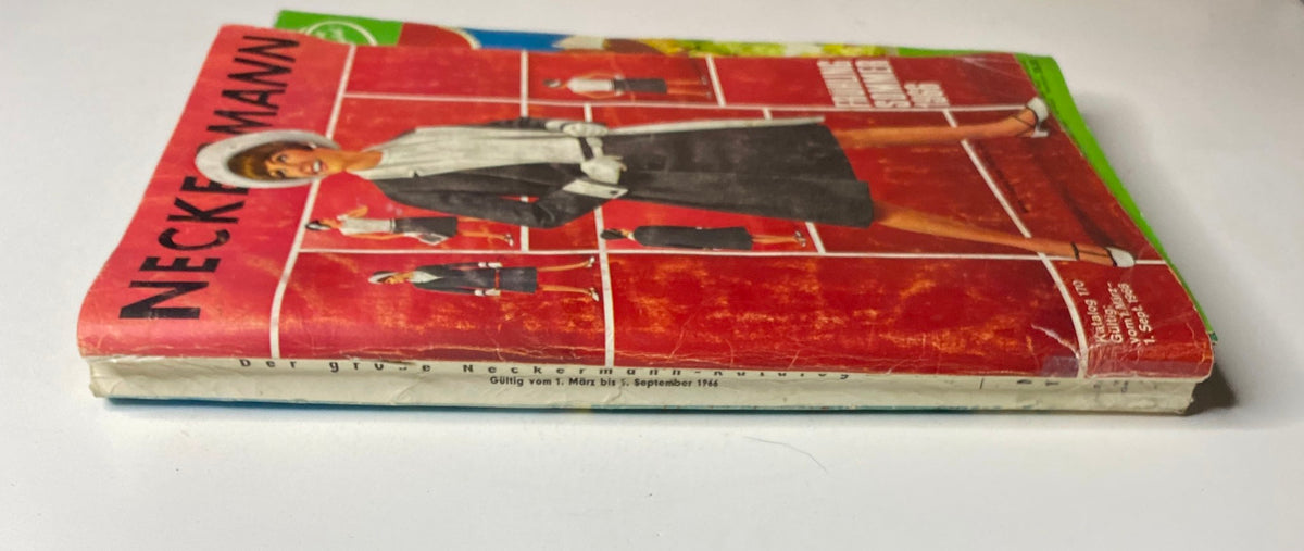 Side view of the 1966 Neckermann Summer Catalog, displaying its vintage cover design and details of its publication.