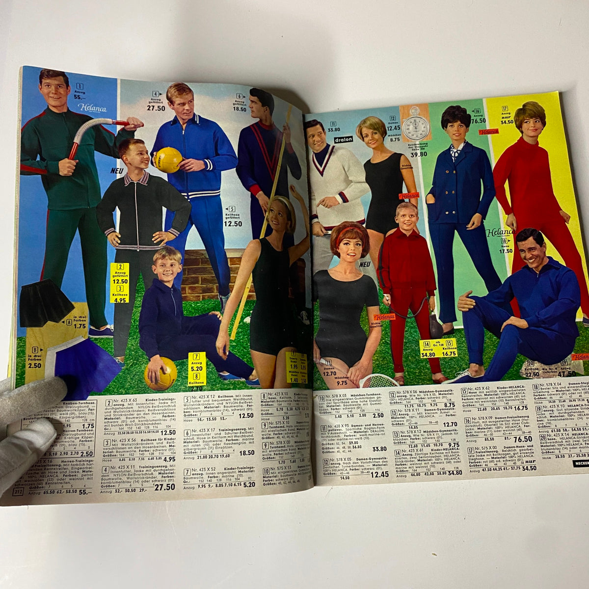 1966 Neckermann Summer Catalog featuring sportswear with models in athletic clothing and casual wear set against a vibrant outdoor backdrop.