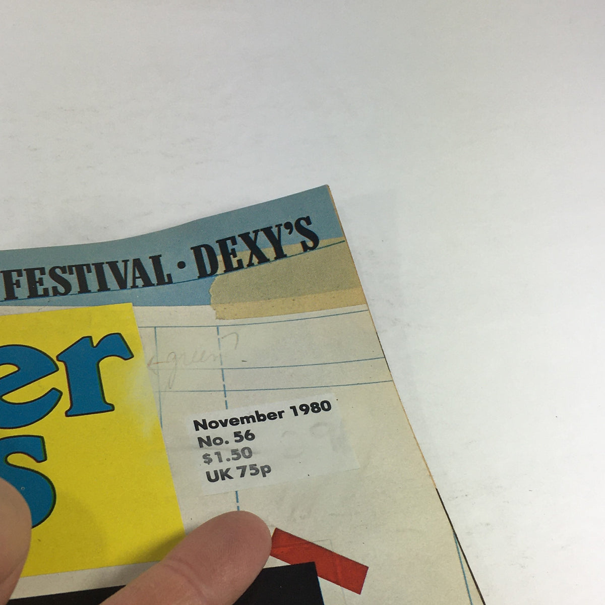 Close-up view of VTG Trouser Press Magazine: November 1980 with visible details including the issue number, publication date, and price, emphasizing its collectible nature.