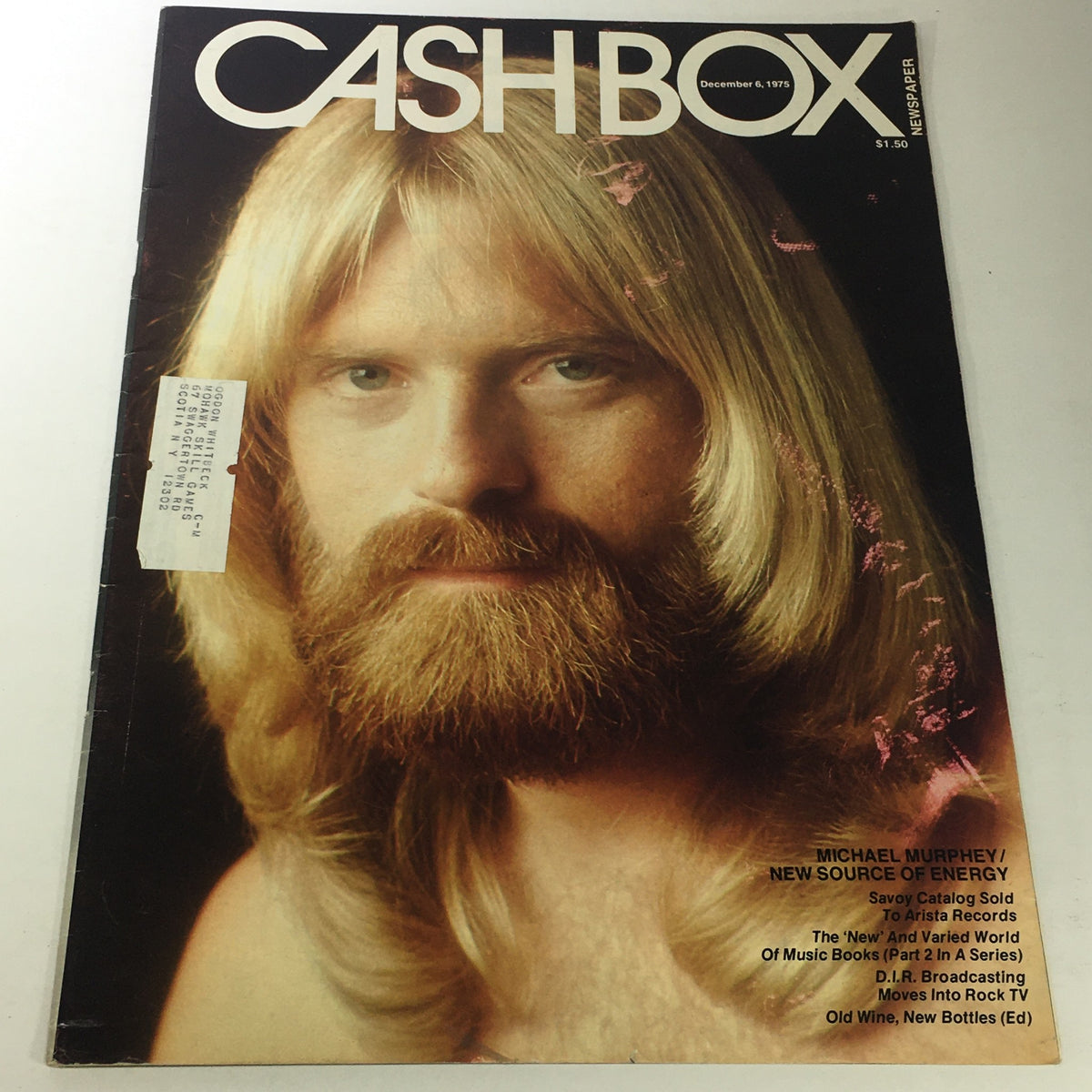 VTG Cashbox Newspaper: December 6 1975 cover featuring Michael Murphey with long hair and a beard, highlighting the article 'New Source Of Energy'.