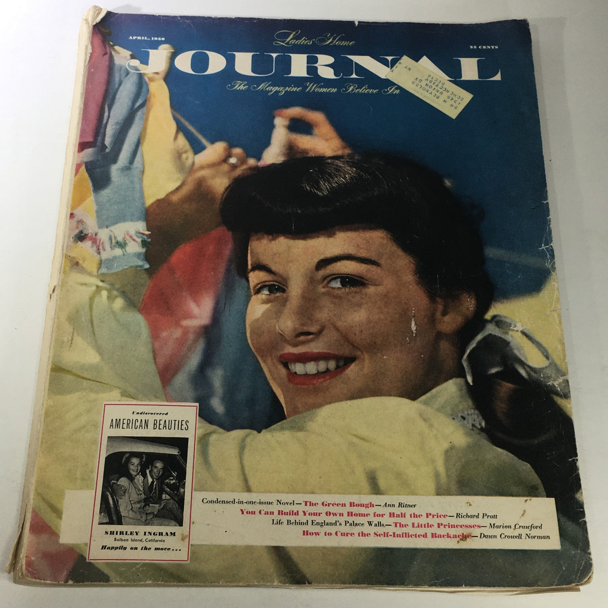 Cover of VTG Journal Magazine from April 1950 featuring American Beauty Shirley Ingram, showcasing vintage fashion and culture of the era, ideal for collectors of mid-20th century nostalgia.