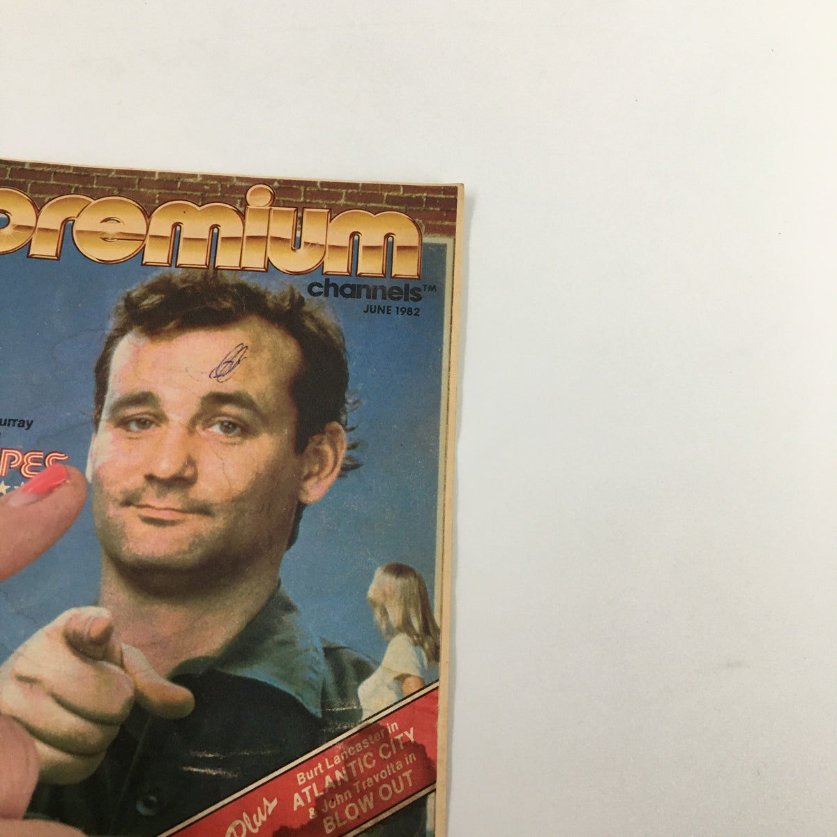Close-up of the cover of VTG Premium Channels Mini Magazine June 1982 with Bill Murray in Stripes, highlighting the vintage design.