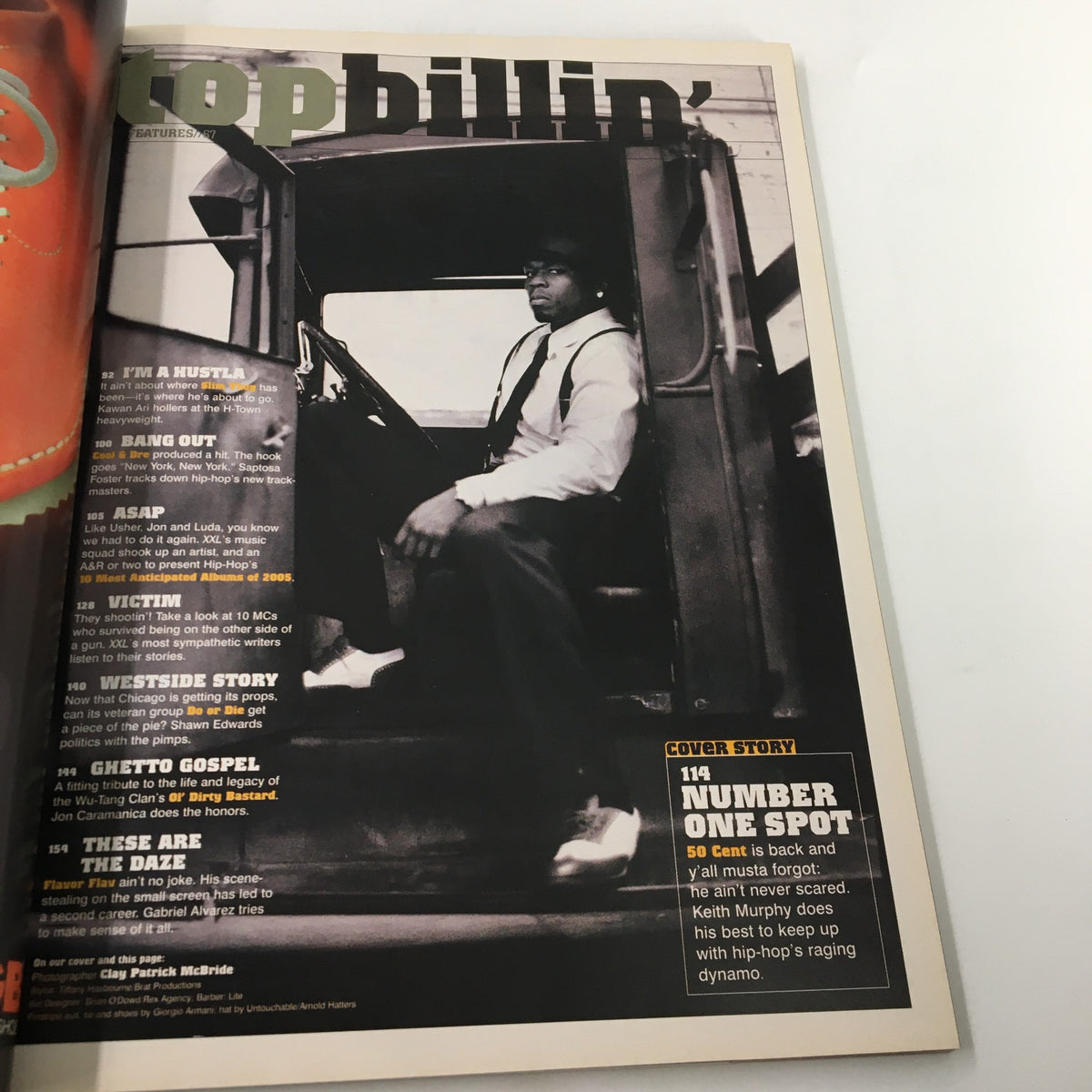 Interior page from XXL Magazine March 2005 highlighting the cover story on 50 Cent, along with an iconic image and article headings.