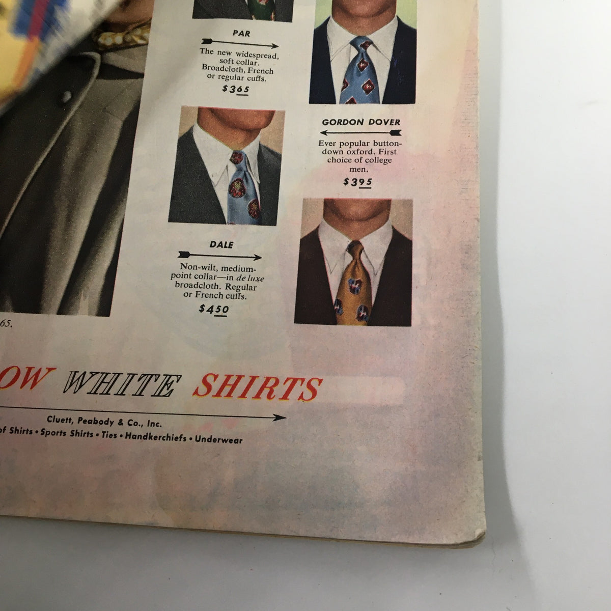 Vintage advertisement from VTG Collier's Magazine April 1 1950 showcasing men's dress shirts including styles and prices.
