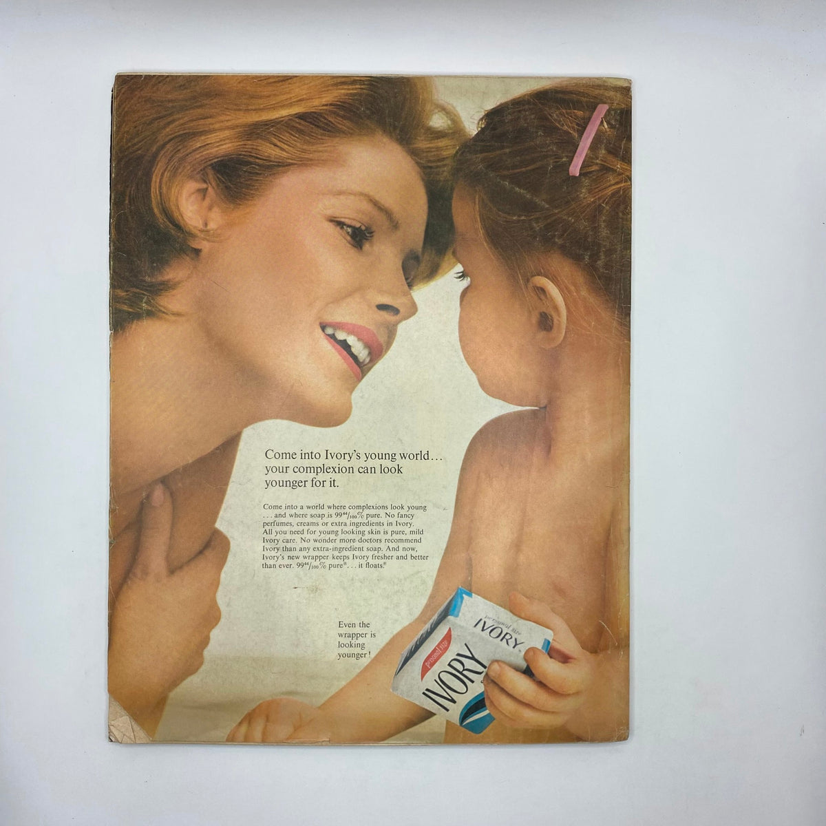 Back cover of VTG McCall's Magazine May 1967 featuring an advertisement for Ivory soap and a nostalgic image, contributing to the vintage aesthetic.