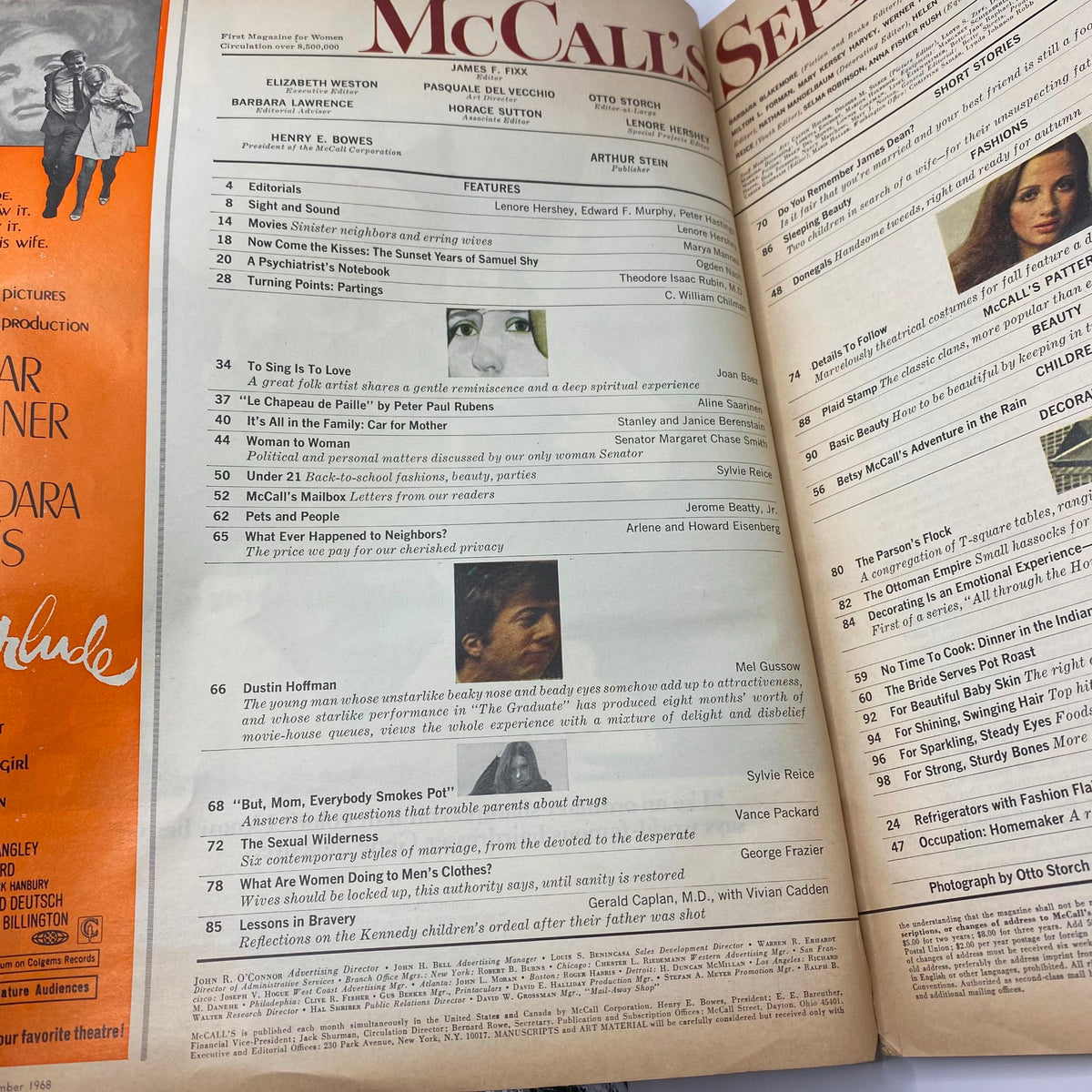 Inside page of VTG McCall's Magazine September 1968, featuring articles and features related to beauty and food, with a focus on enhancing beauty through nutrition.